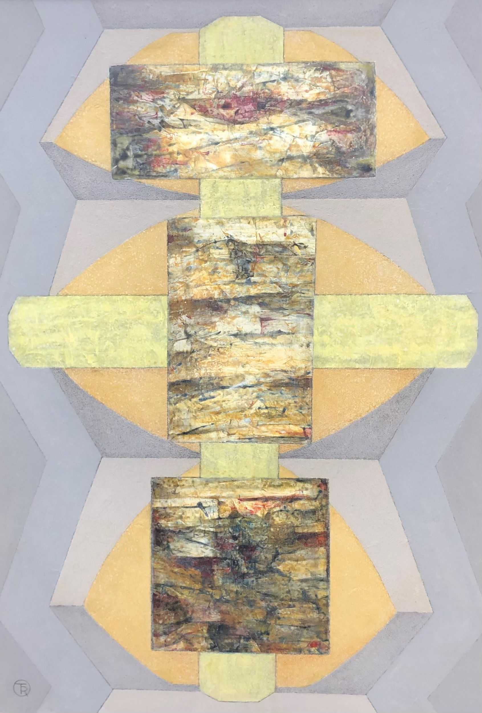 Composition, acrylique pastel gras sur panneau de Robert Thisens, 72 x 102 cm