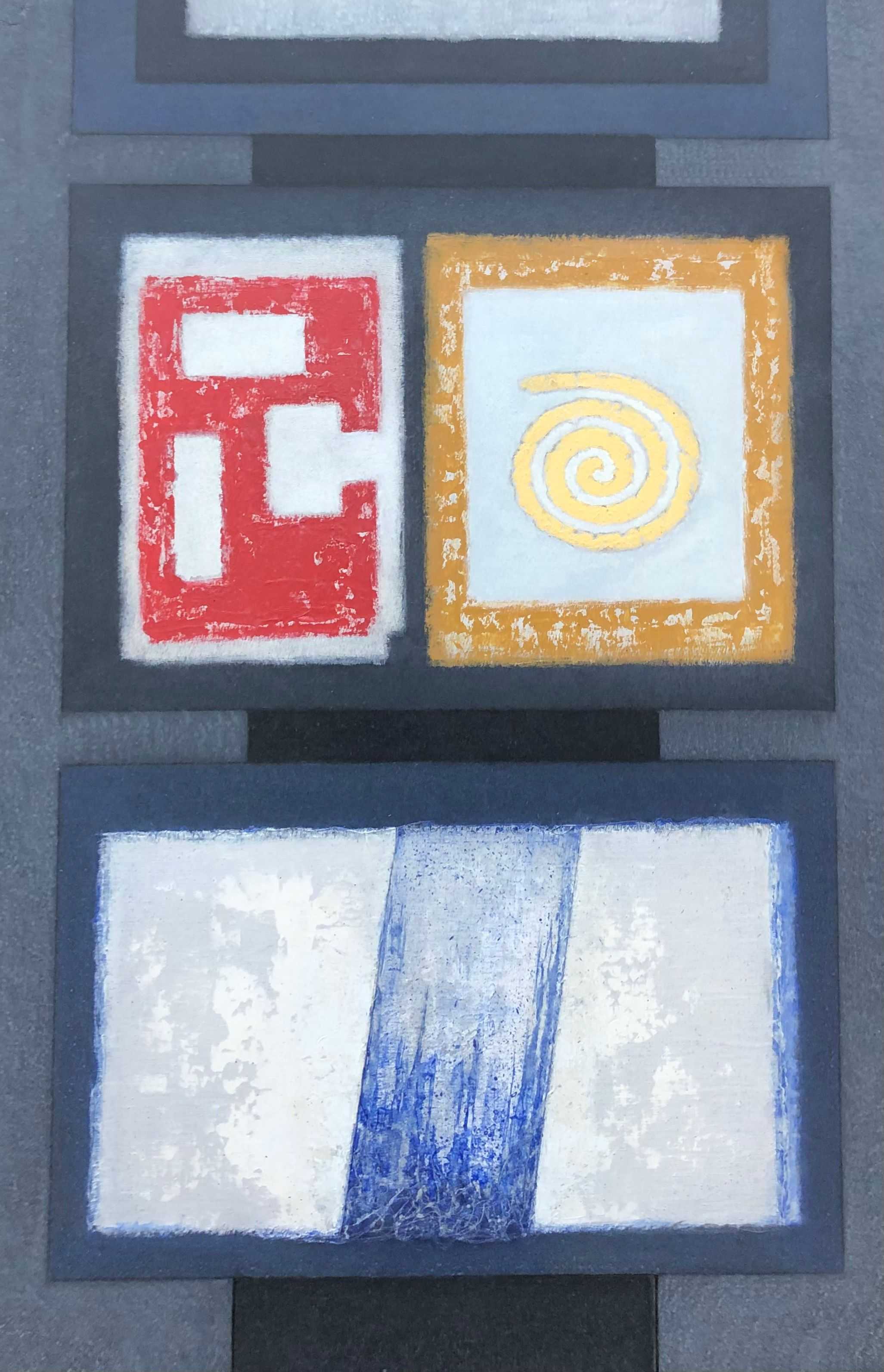 Composition, acrylique pastel gras sur panneau de Robert Thisens, 72 x 102 cm
