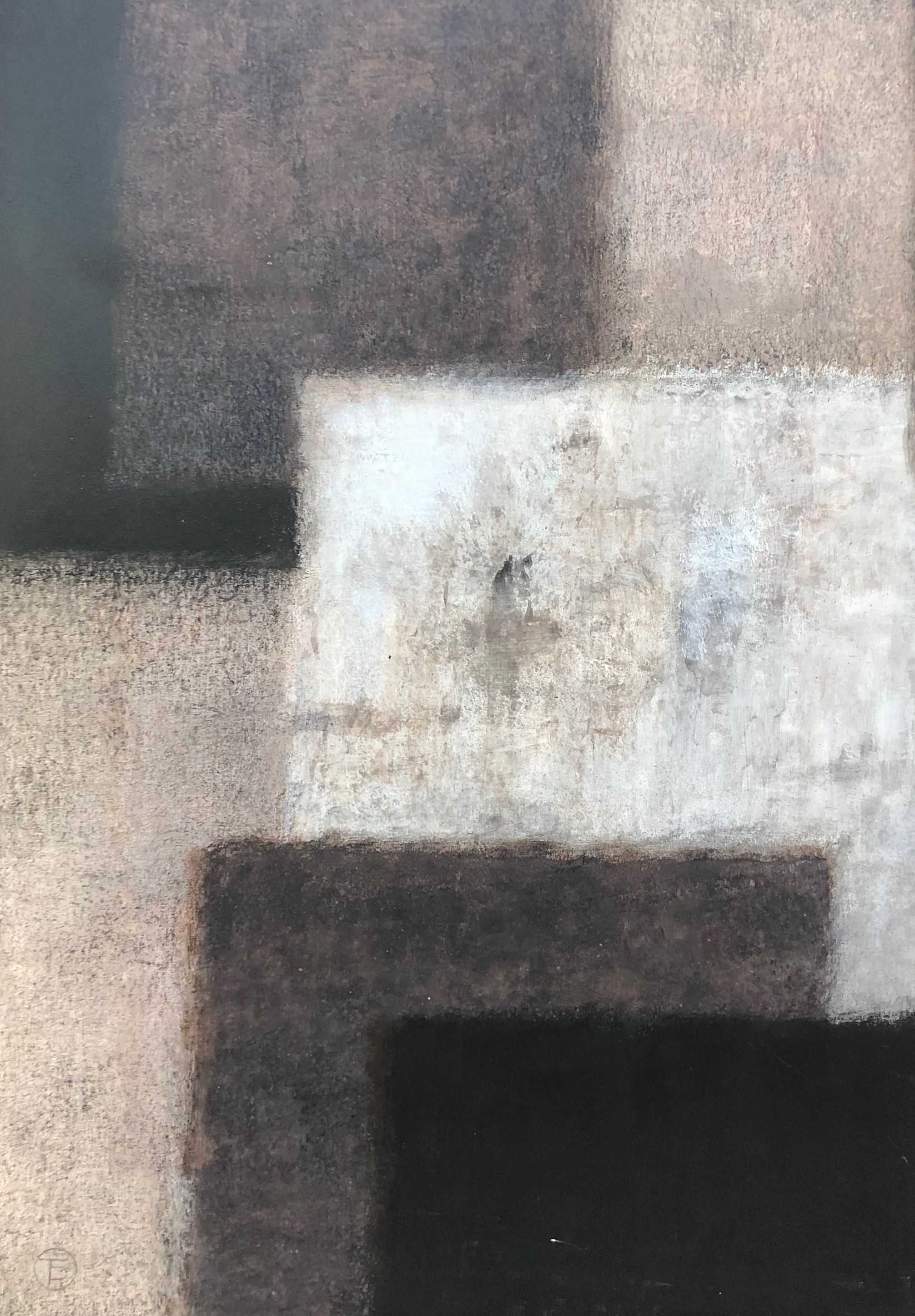 Comp.tryptique, acrylique pastel noir sur carton fort de Robert Thisens, 70 x 100 cm