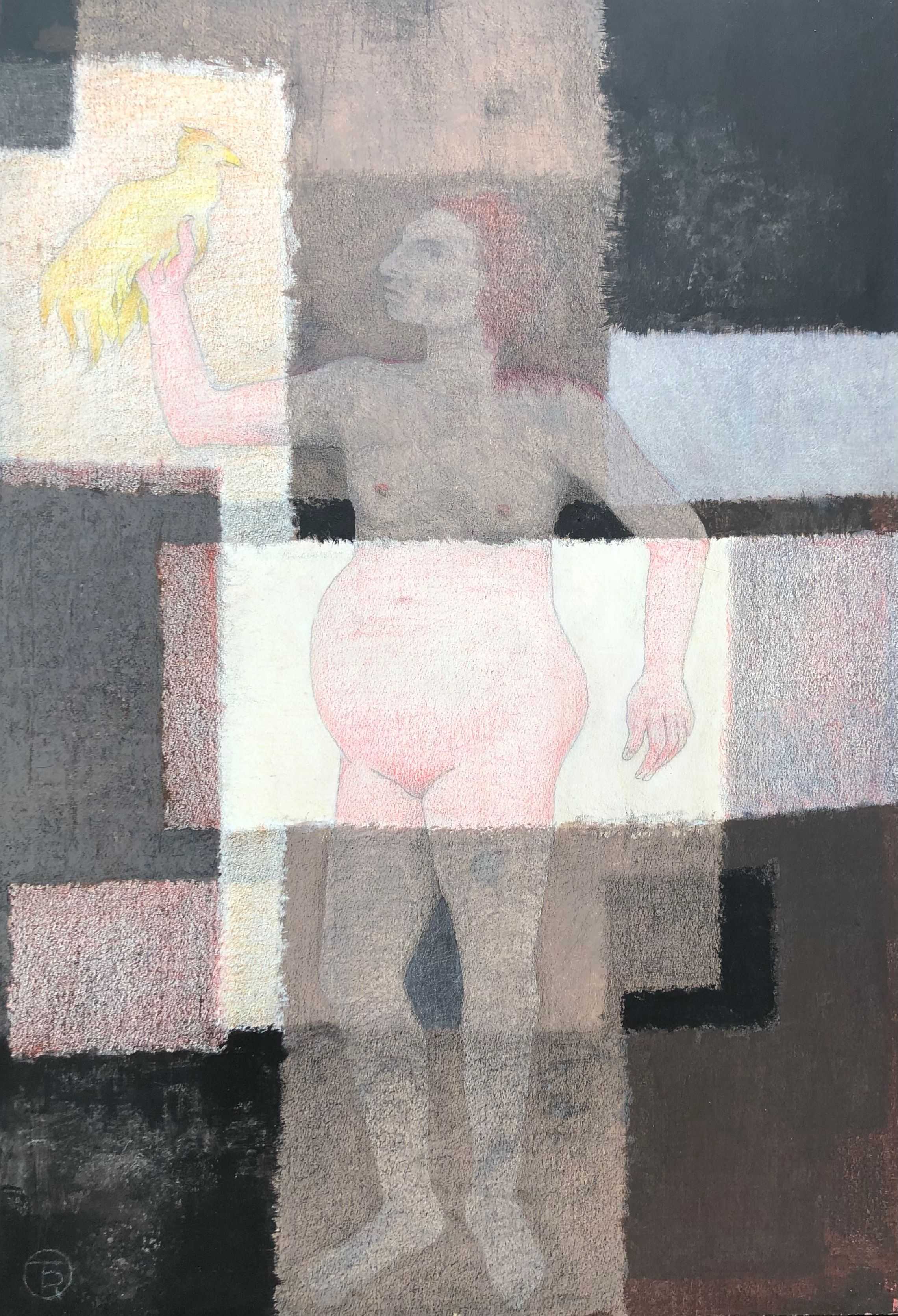 Annonciation tardive, acrylique sur carton fort de Robert Thisens, 70 x 100 cm