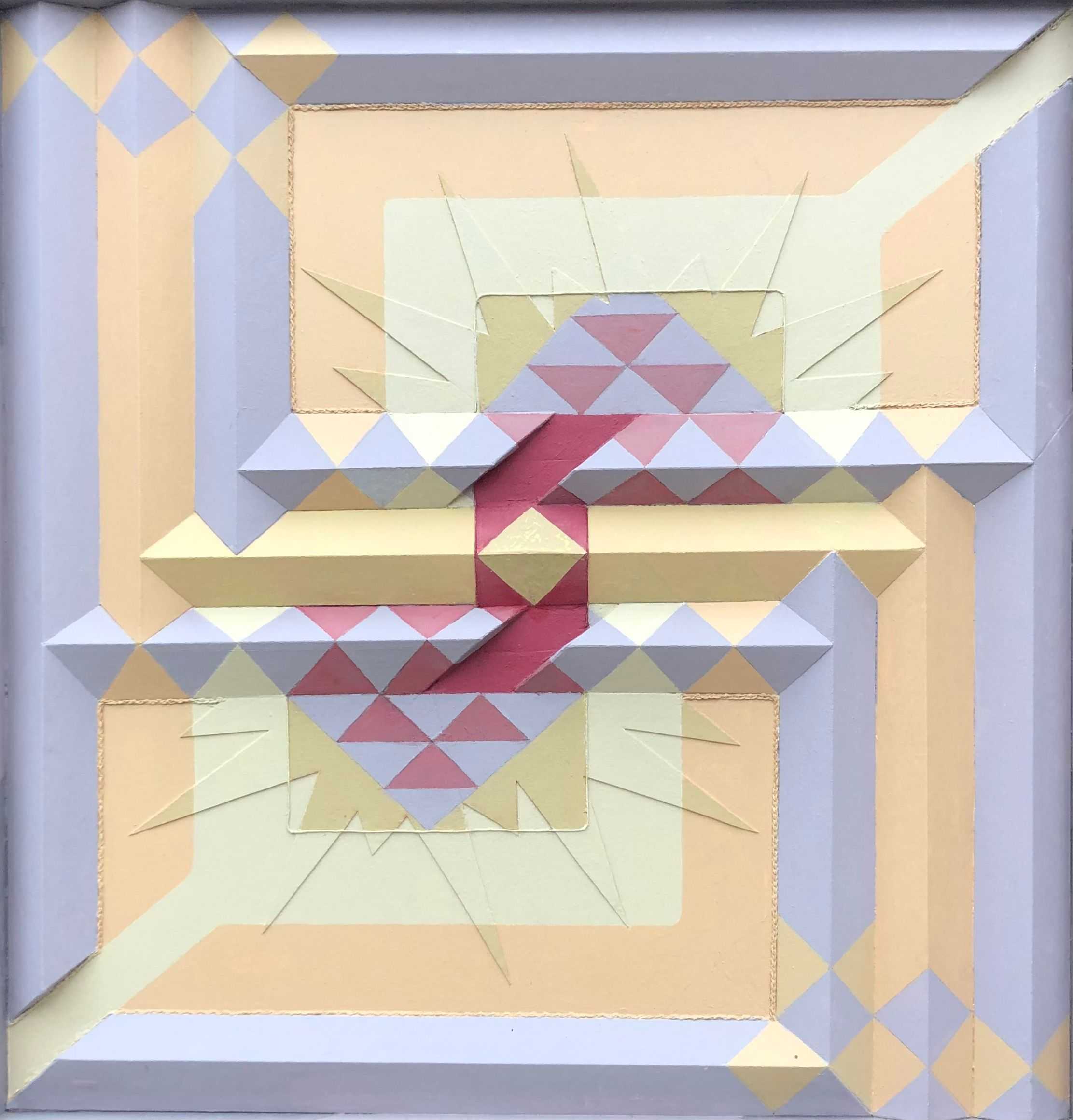 La pensee structuree, acrylique sur carton fort de Robert Thisens, 70 x 72 cm