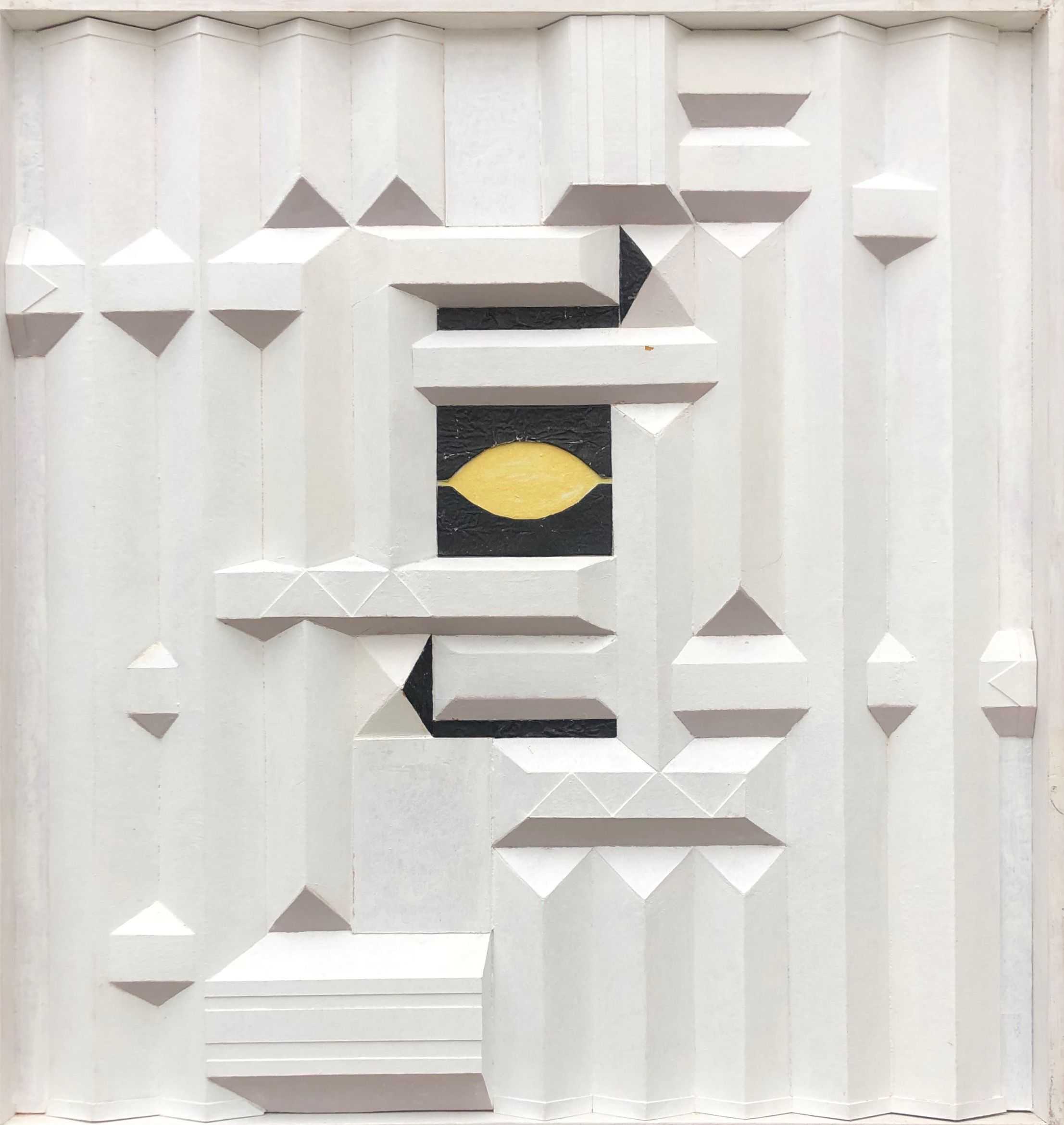 La pensee structuree, acrylique sur carton fort de Robert Thisens, 70 x 72 cm