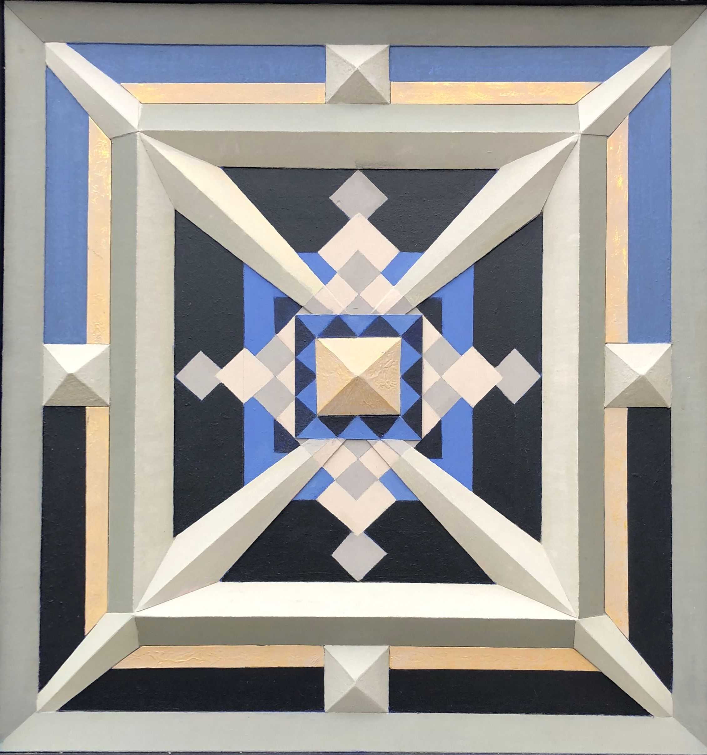 La pensee structuree, acrylique sur carton fort de Robert Thisens, 70 x 72 cm