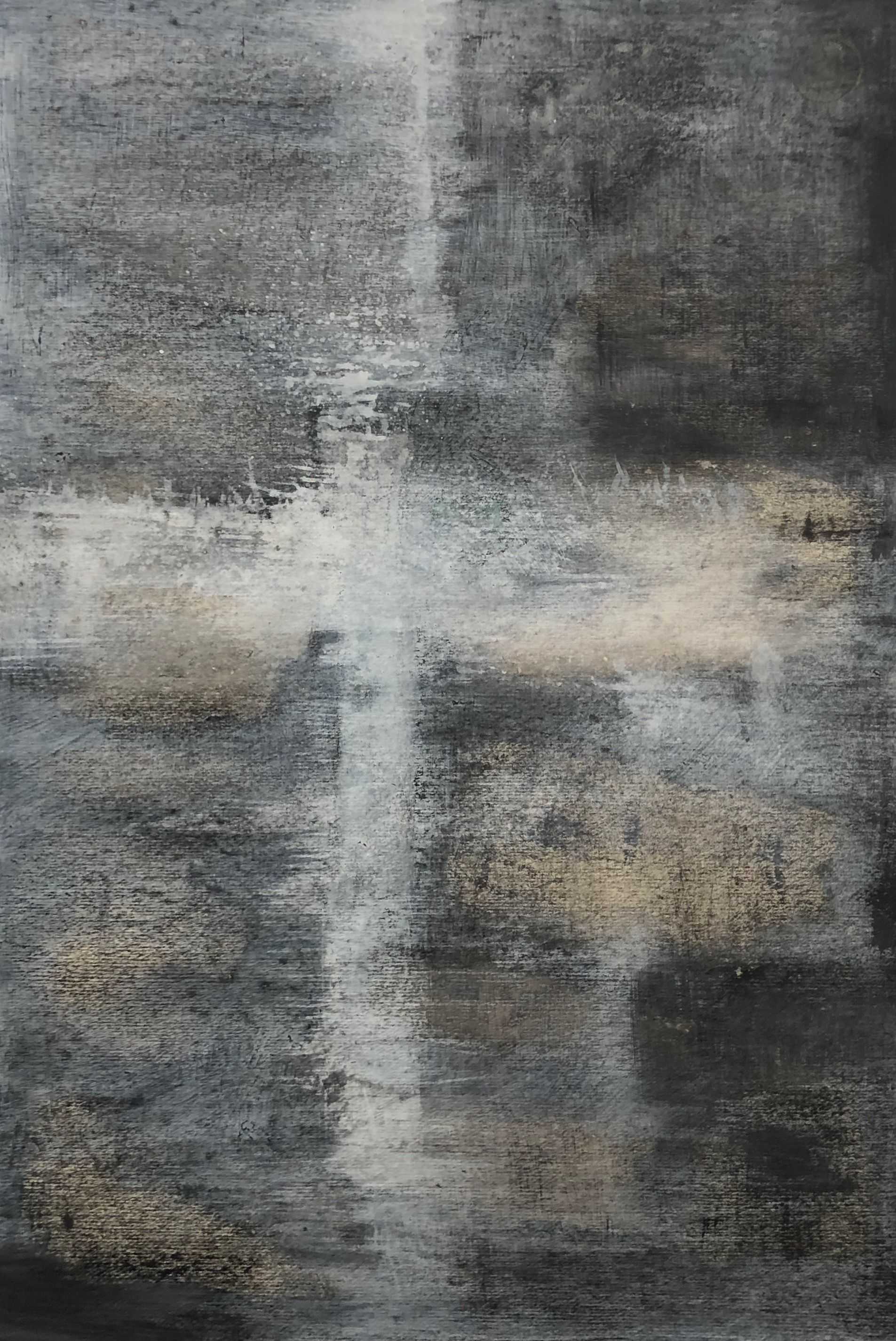 Composition, acrylique pastel gras sur papier sur panneau de Robert Thisens, 35 x 49 cm