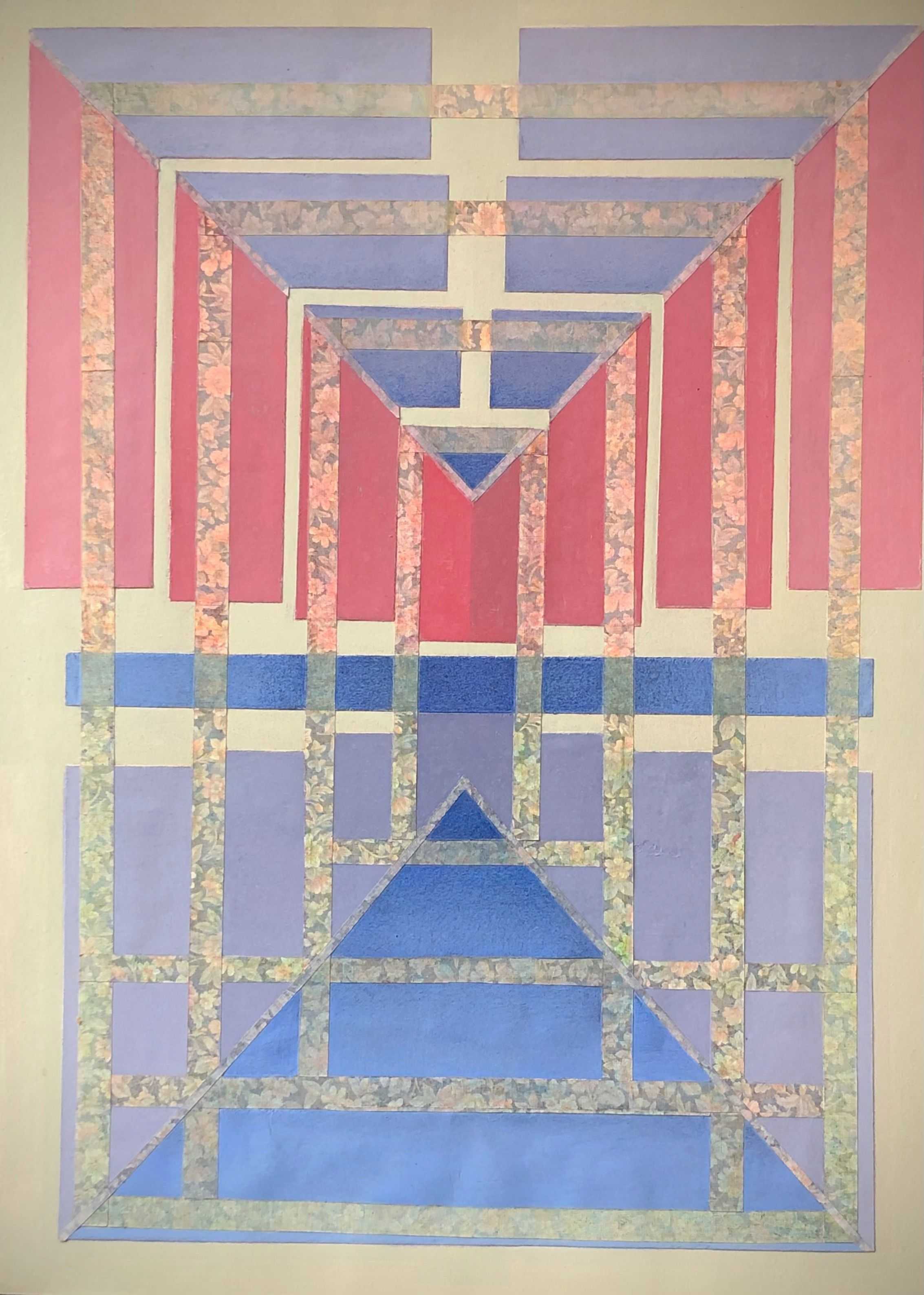 Collage, acrylique sur papier sur carton de Robert Thisens, 60 x 80 cm