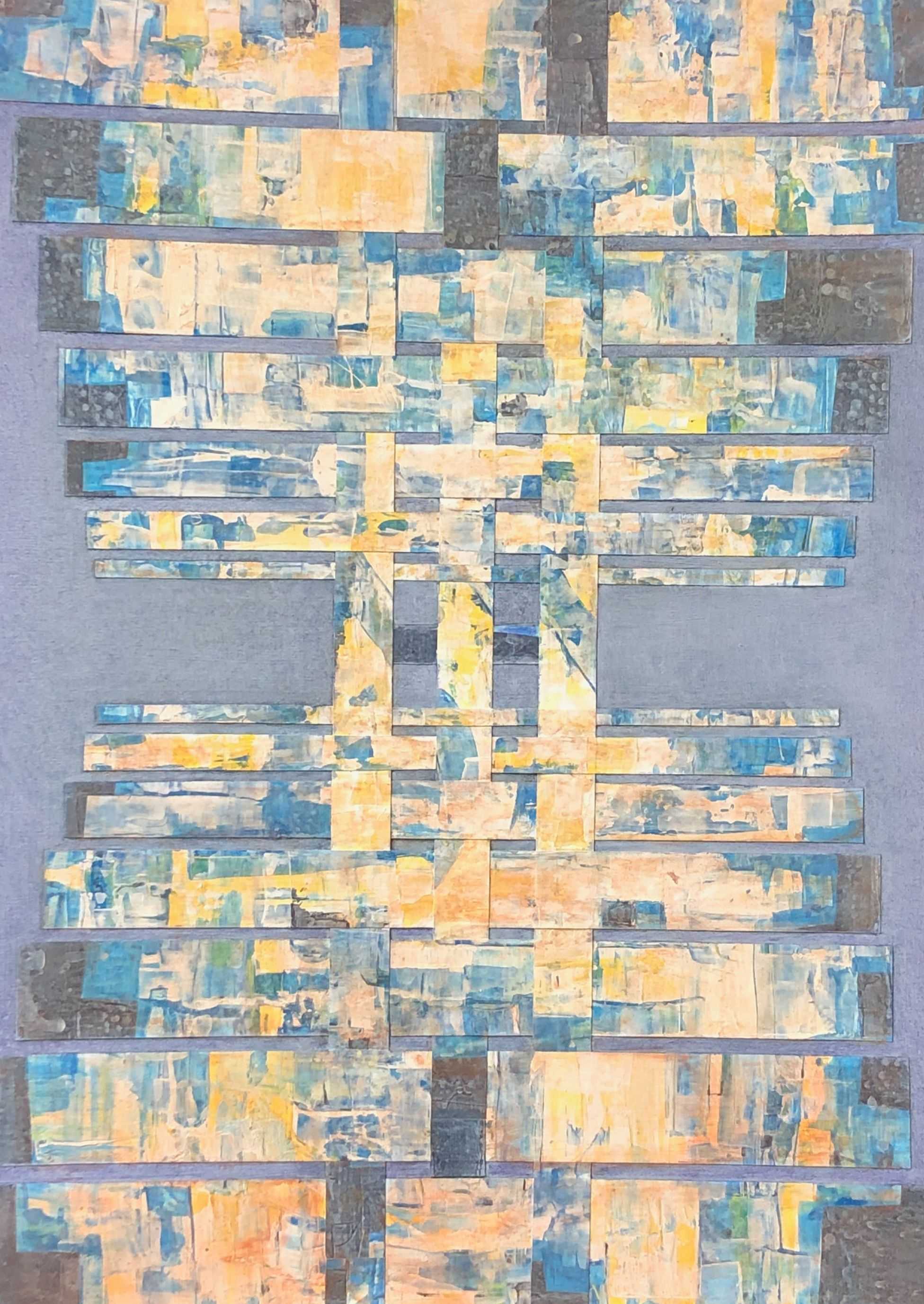 Collage, acrylique pastel sur papier sur carton de Robert Thisens, 50 x 70 cm