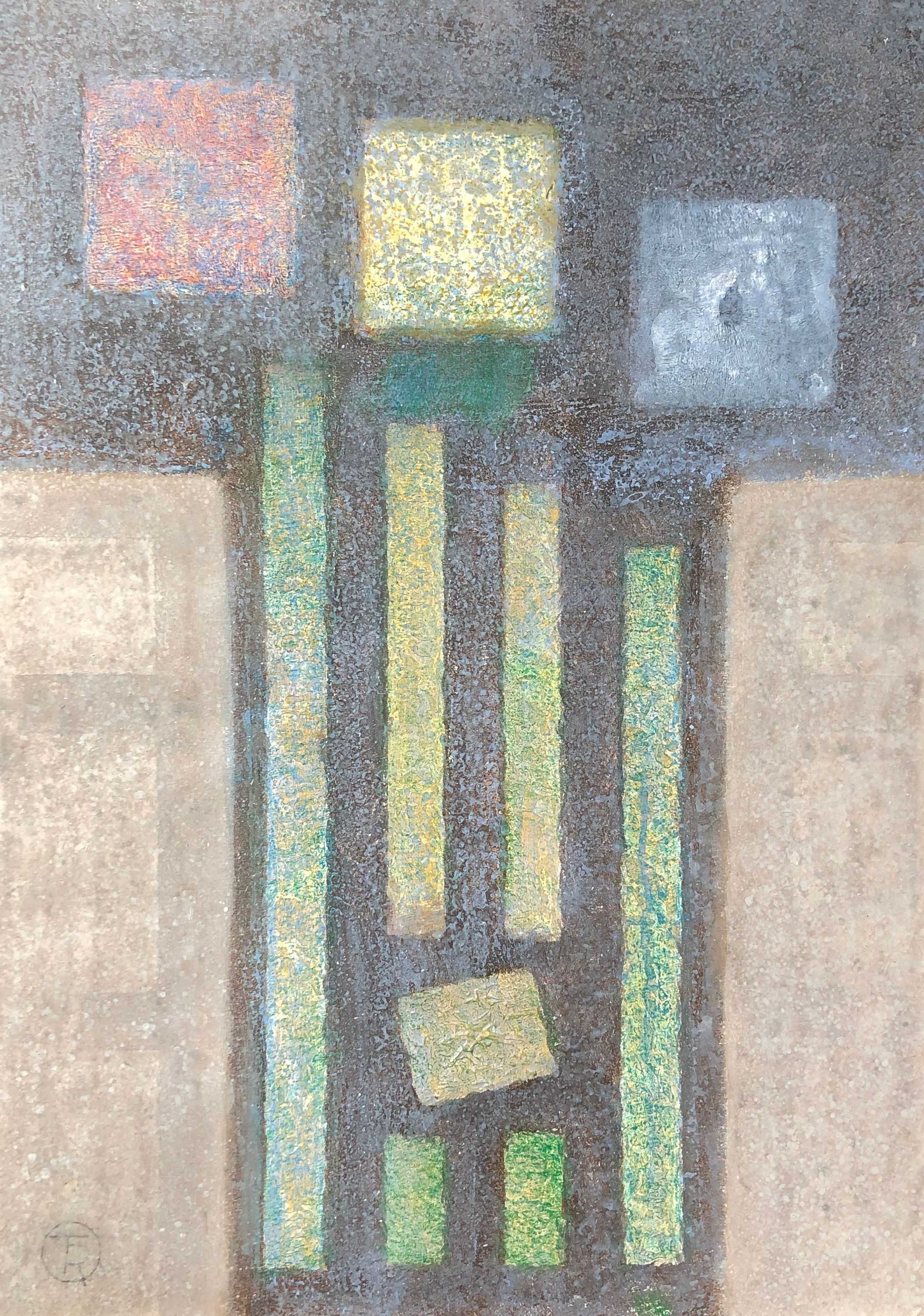Lineaire, acrylique sur carton de Robert Thisens, 50 x 70 cm