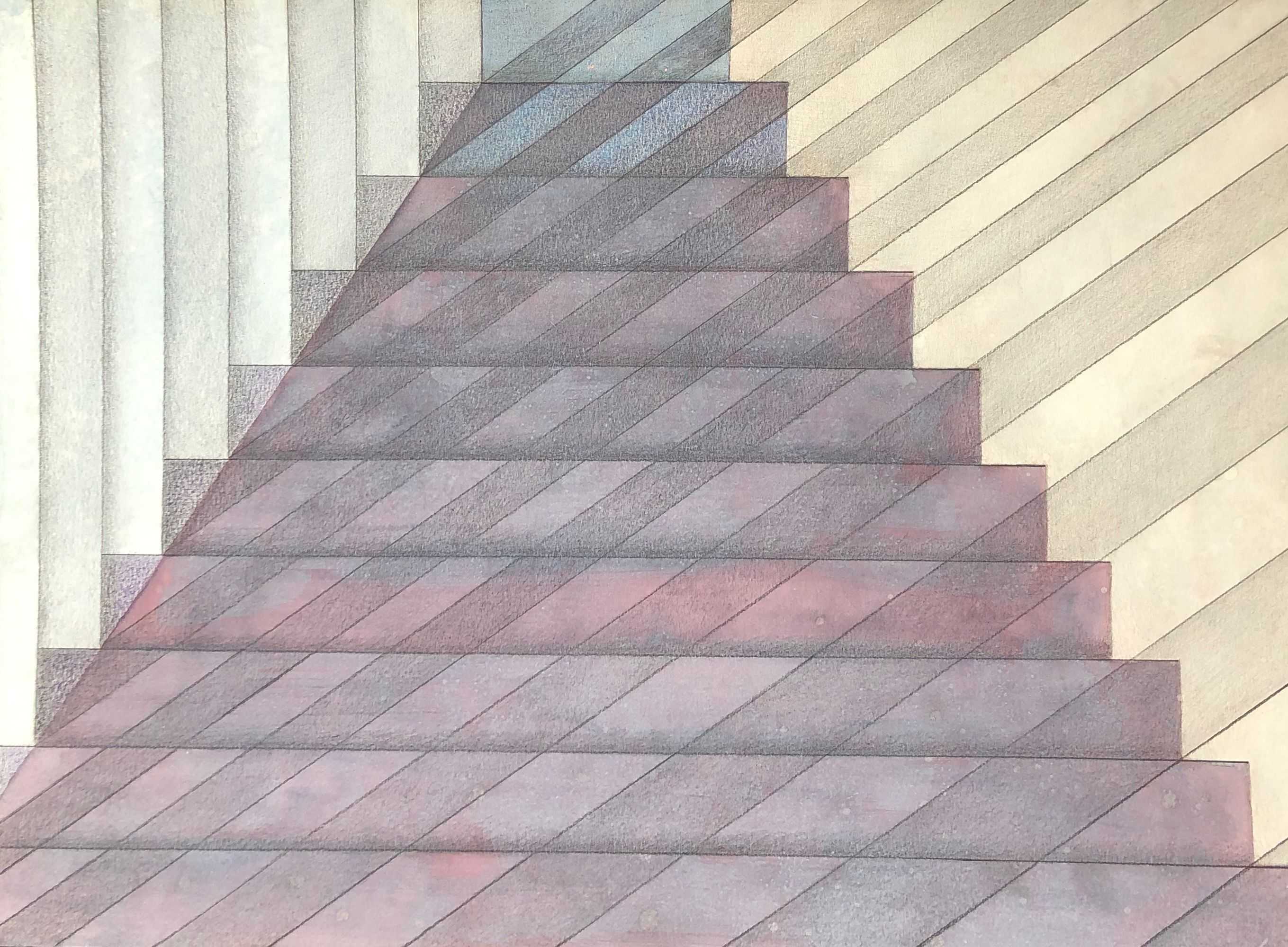 Lineaire, technique mixte sur carton de Robert Thisens, 50 x 70 cm