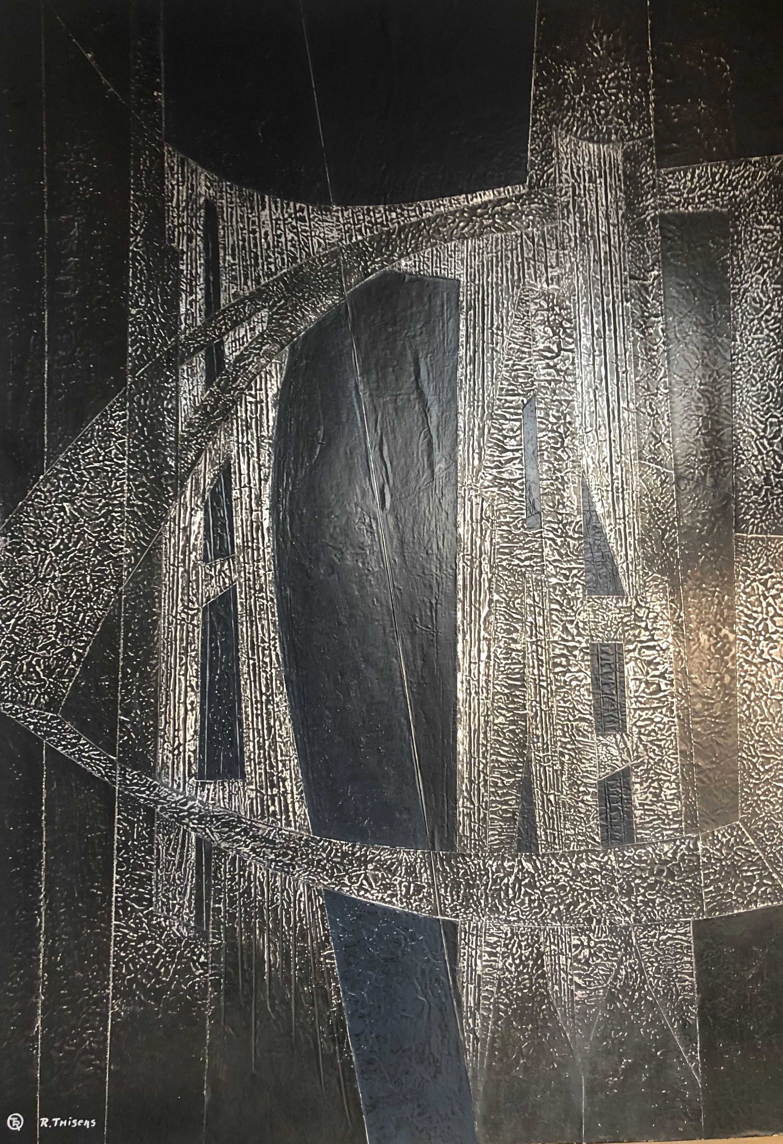 Elevation, papier alu sur carton de Robert Thisens, 70 x 100 cm