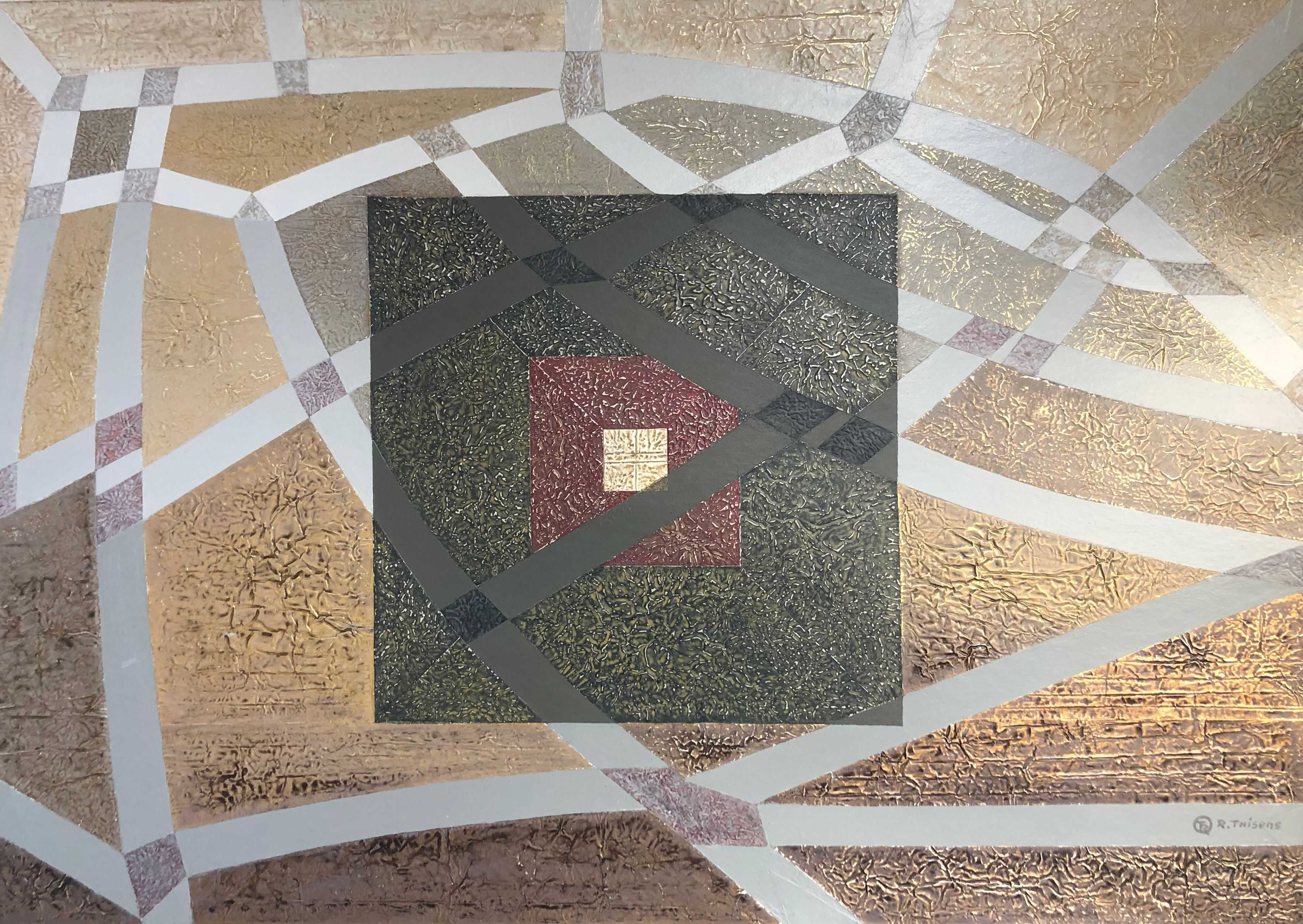 Collage, alu acrylique sur carton de Robert Thisens, 70 x 100 cm