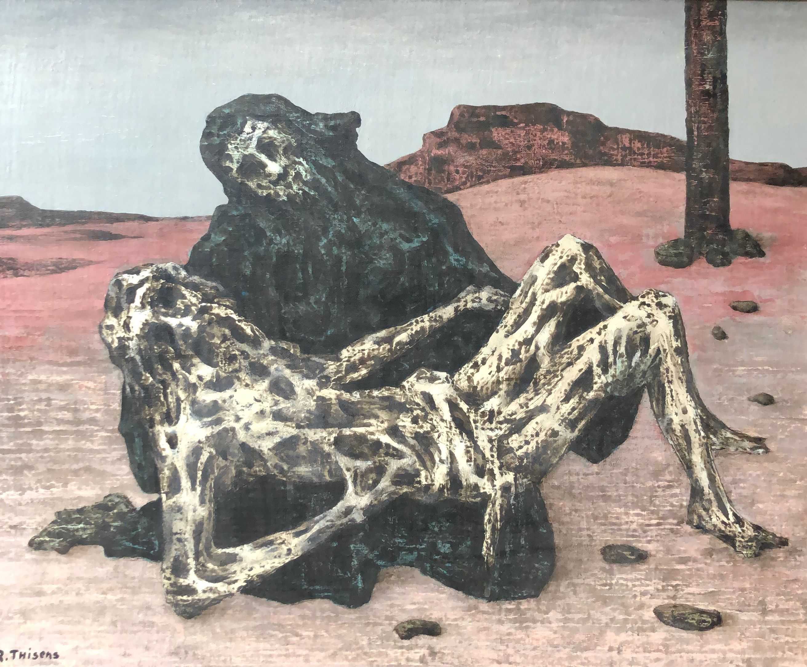 Pieta, huile sur panneau entoile de Robert Thisens, 50 x 60 cm
