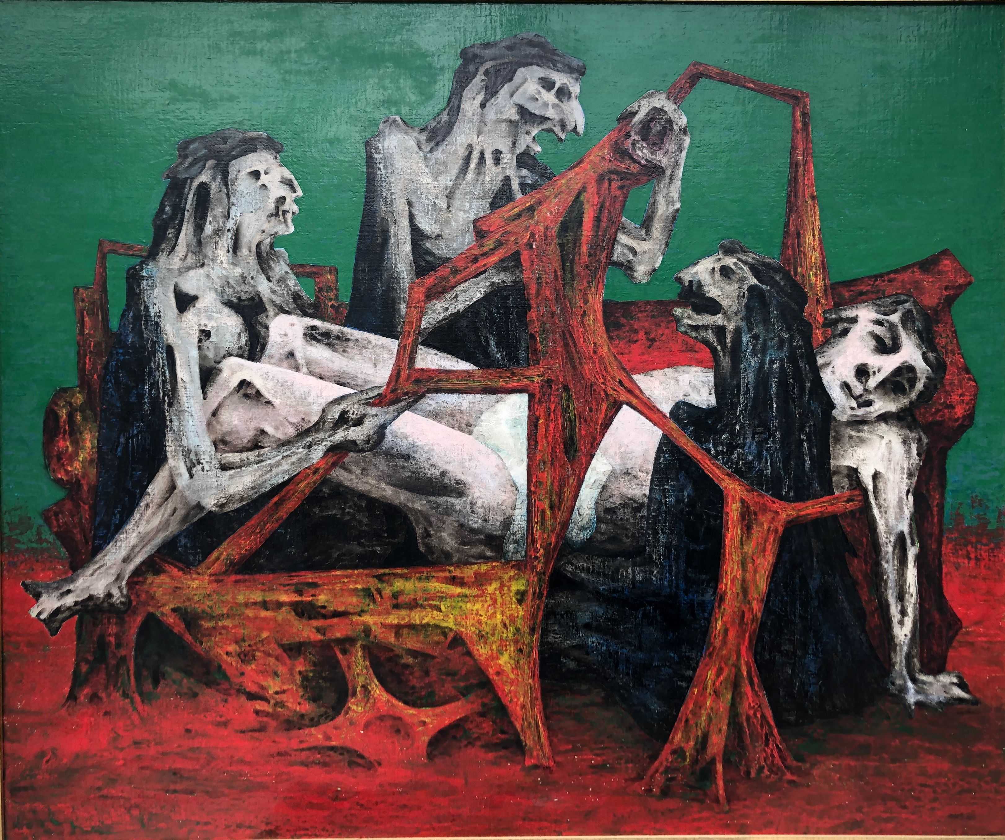 Descente de croix, huile sur panneau de Robert Thisens, 100 x 120 cm