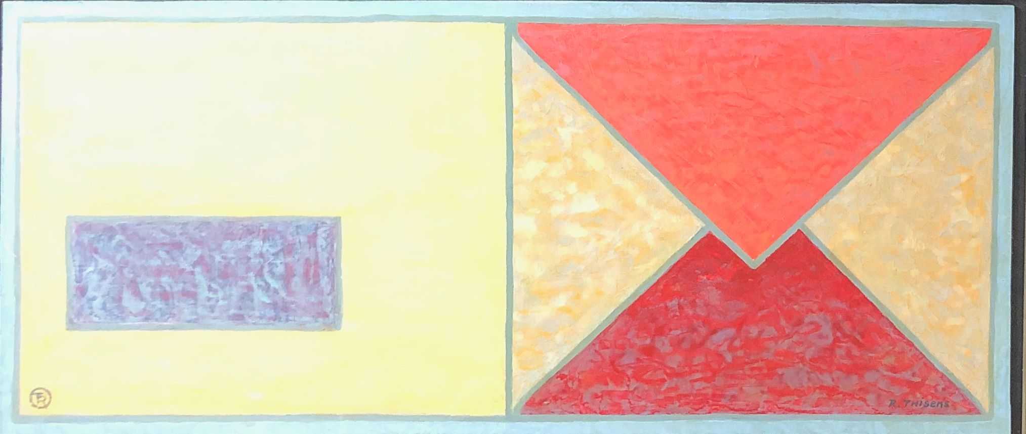 La falaise, acrylique sur panneau de Robert Thisens, 34 x 75 cm