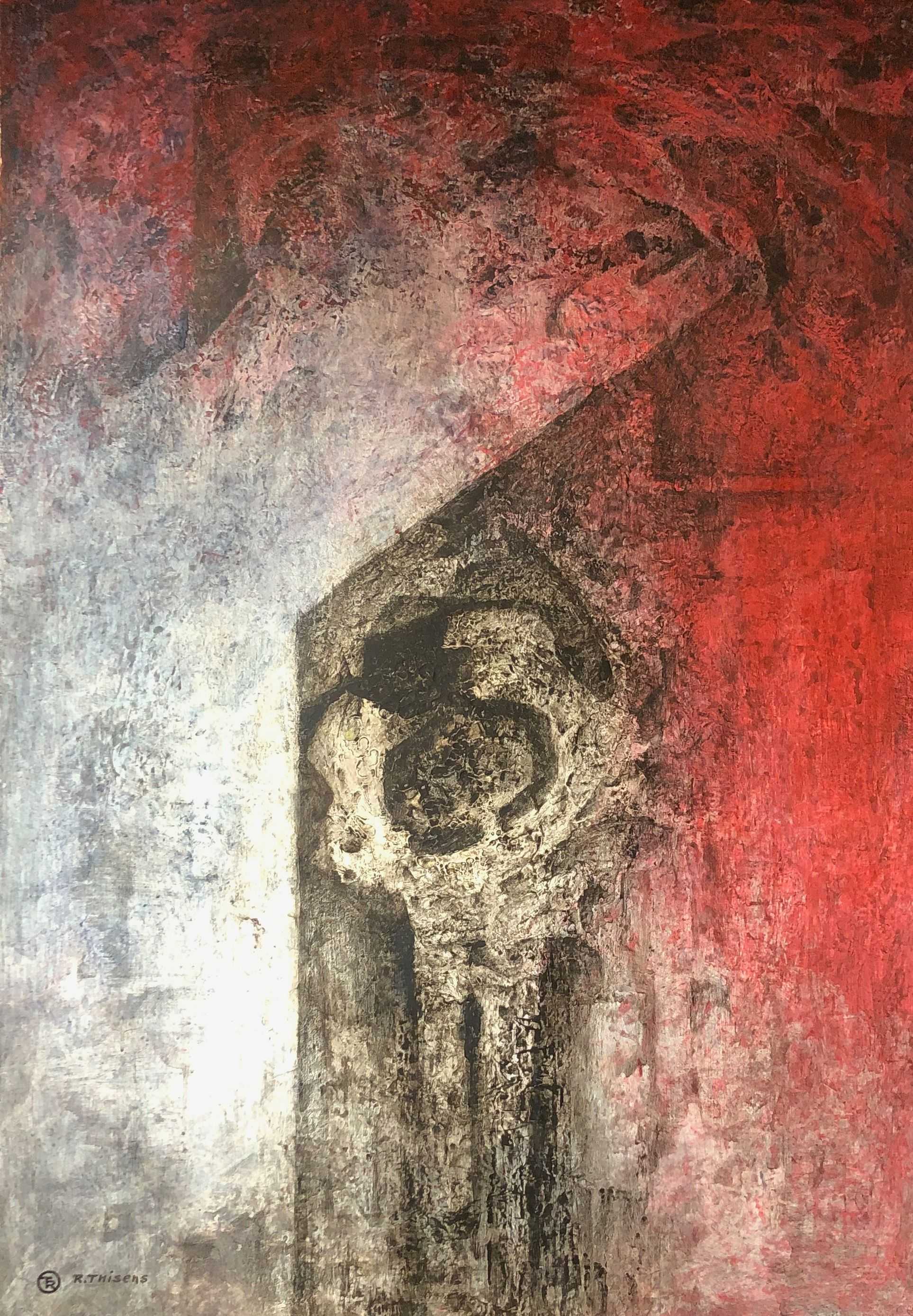 Icometrie, acrylique pastel gras sur carton de Robert Thisens, 70 x 100 cm
