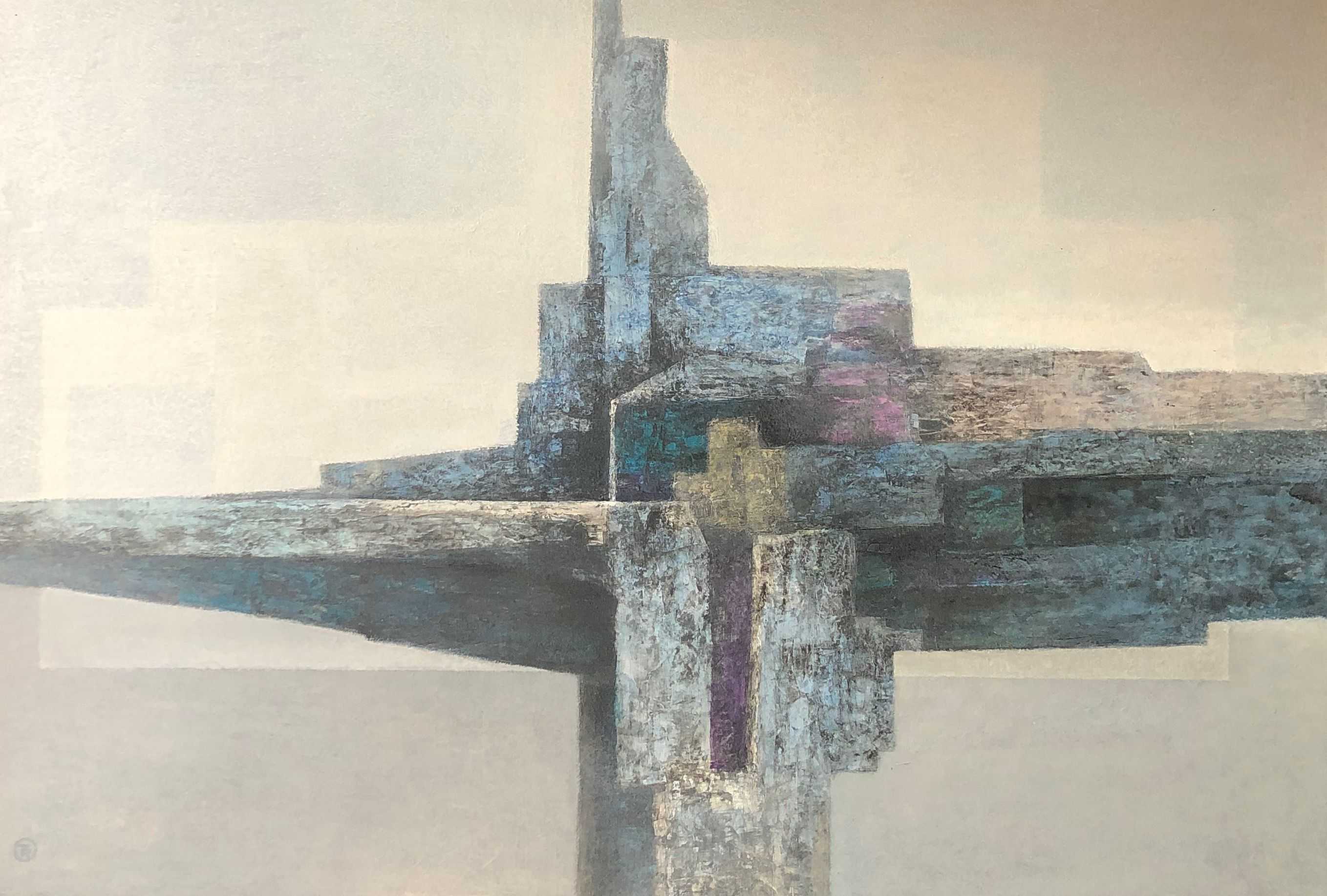 Structure, acrylique pastel gras sur carton de Robert Thisens, 70 x 100 cm