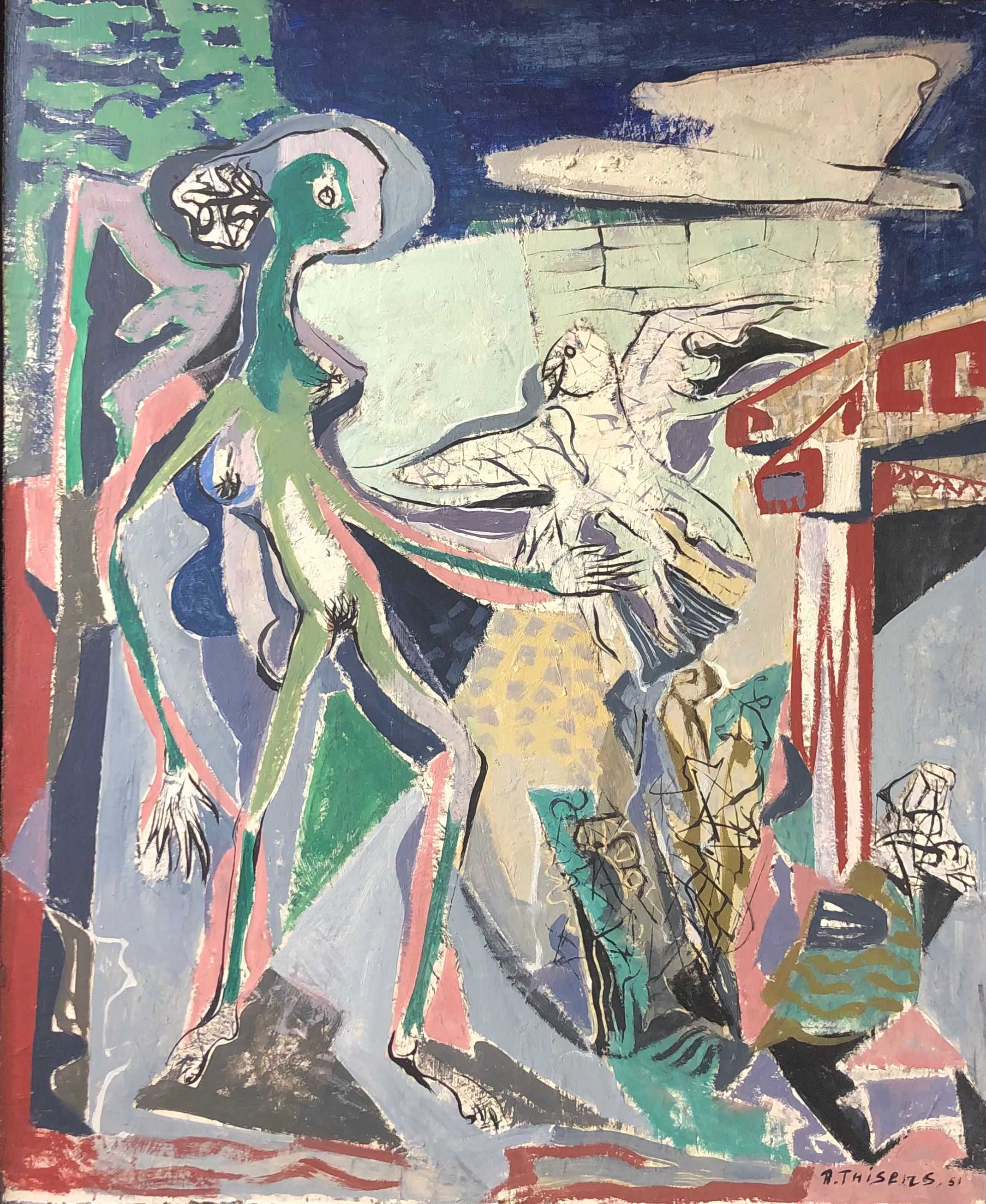 L'envol, huile sur panneau de Robert Thisens, 60 x 75 cm