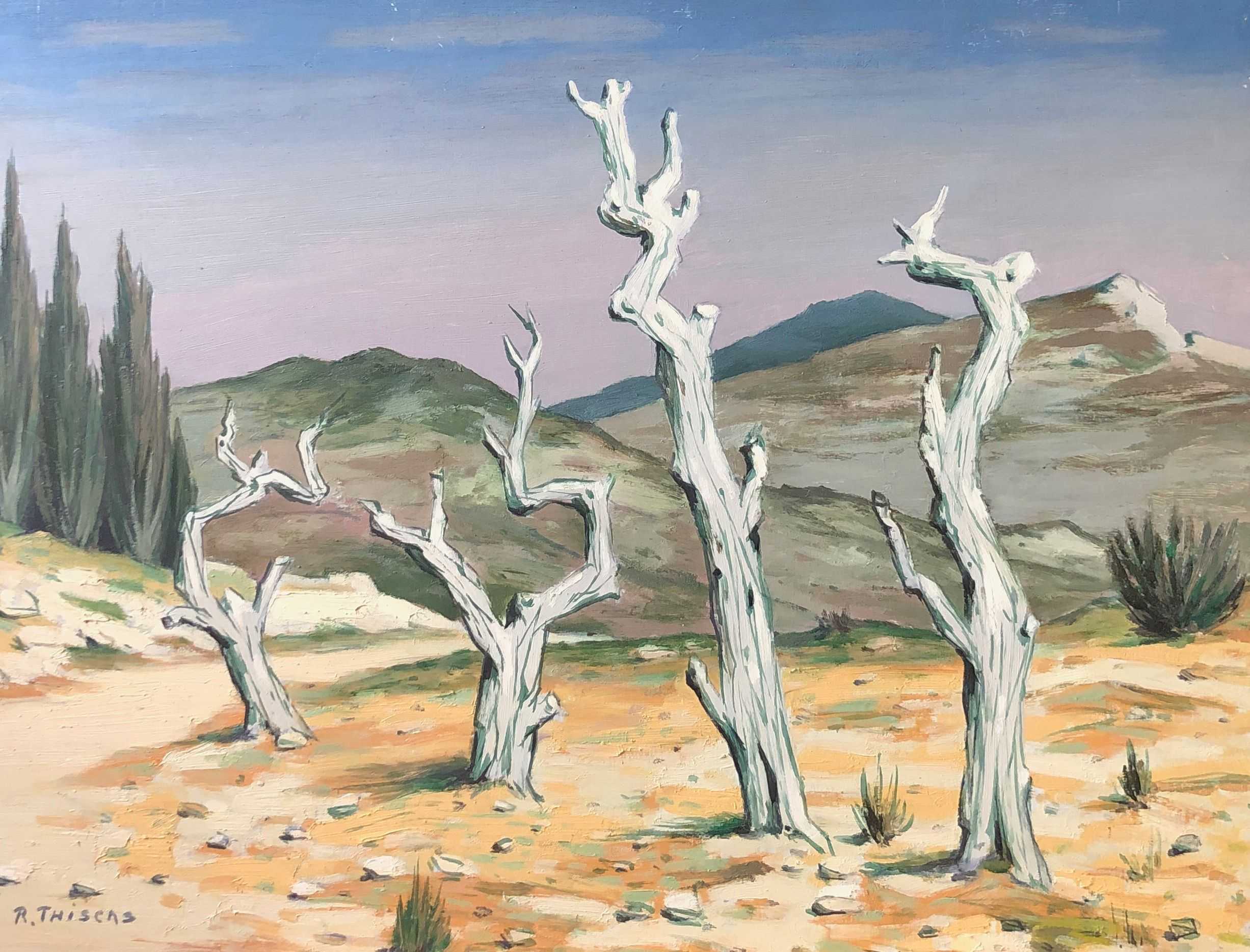 Les baux, huile sur panneau de Robert Thisens, 45 x 60 cm