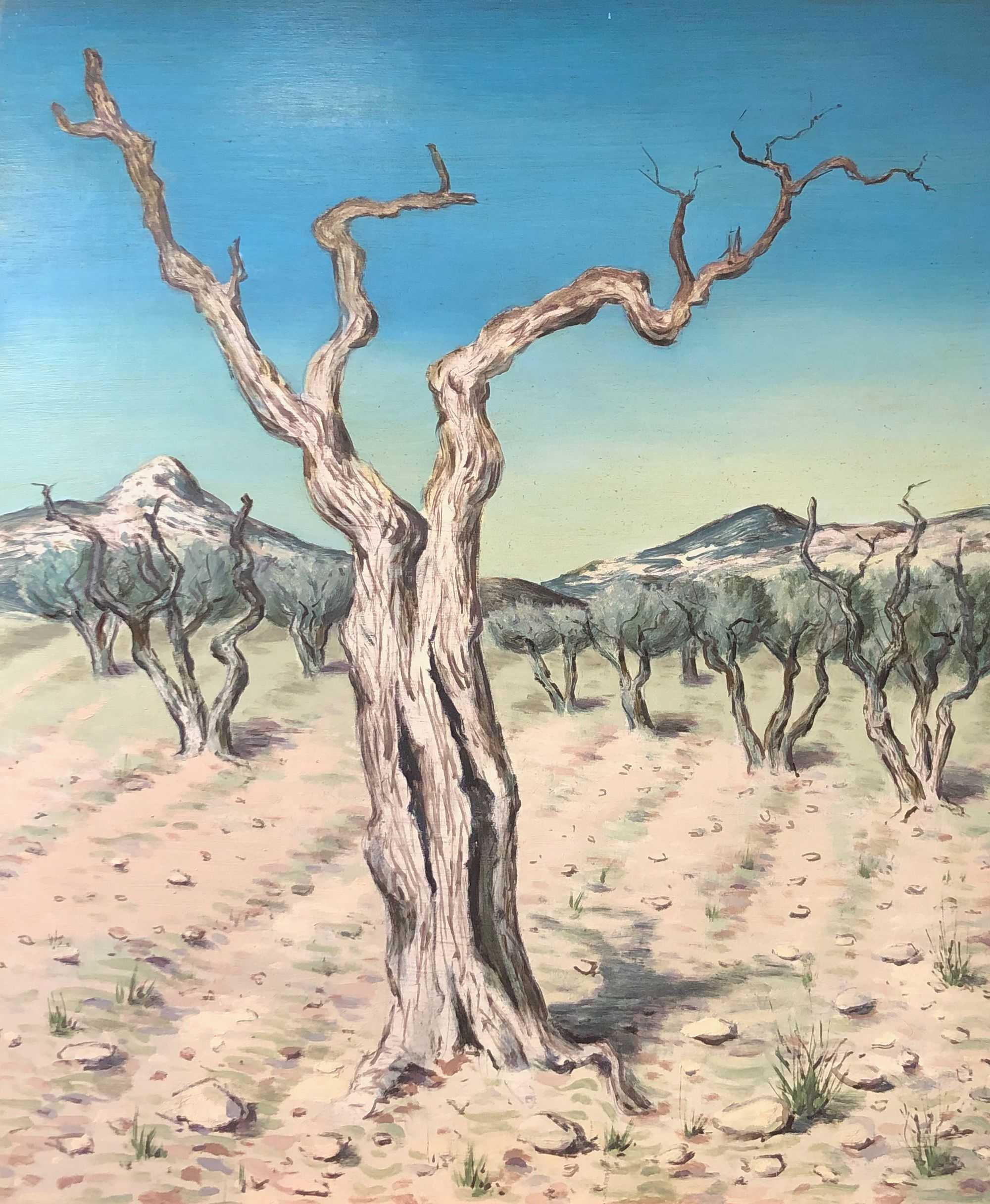Les baux, huile sur panneau de Robert Thisens, 50 x 60 cm