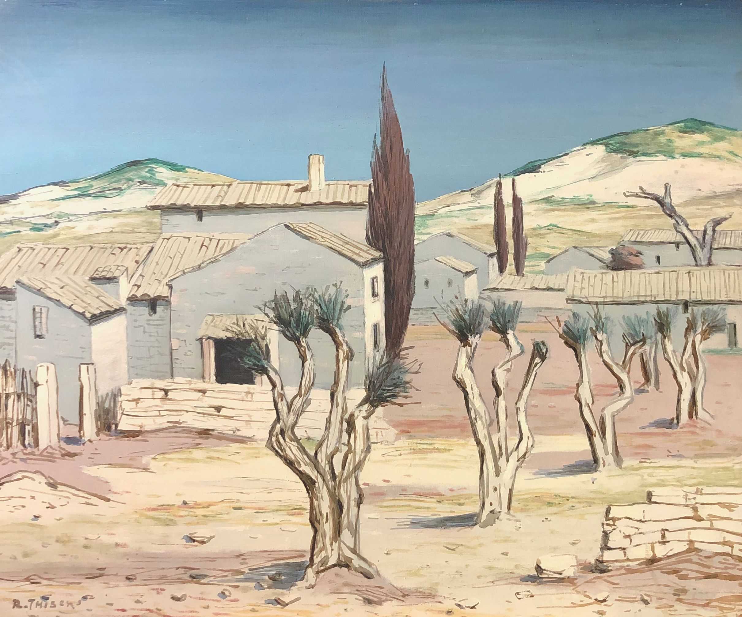 Les baux, huile sur panneau de Robert Thisens, 50 x 60 cm