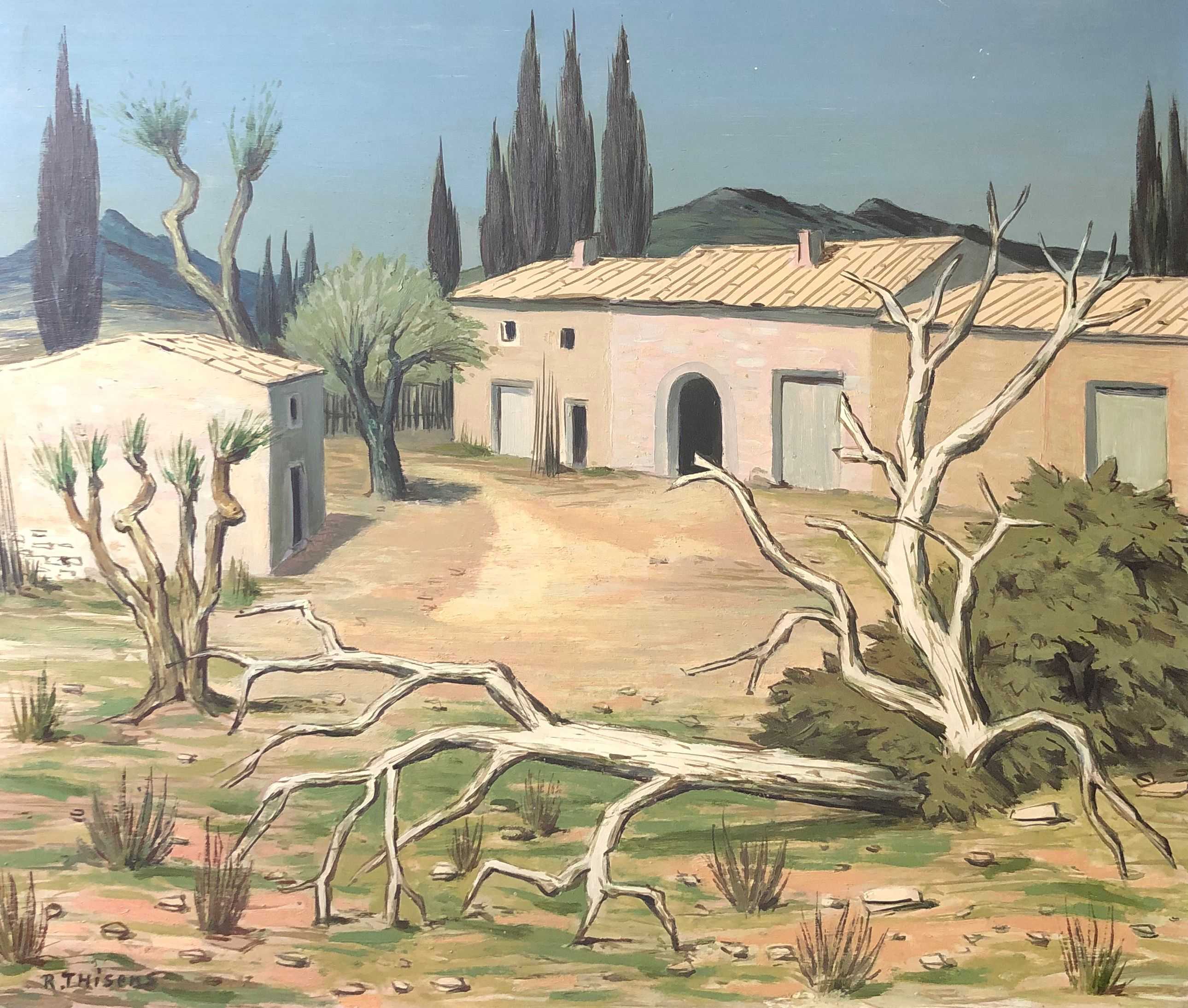 Saint remy, huile sur panneau de Robert Thisens, 55 x 65 cm