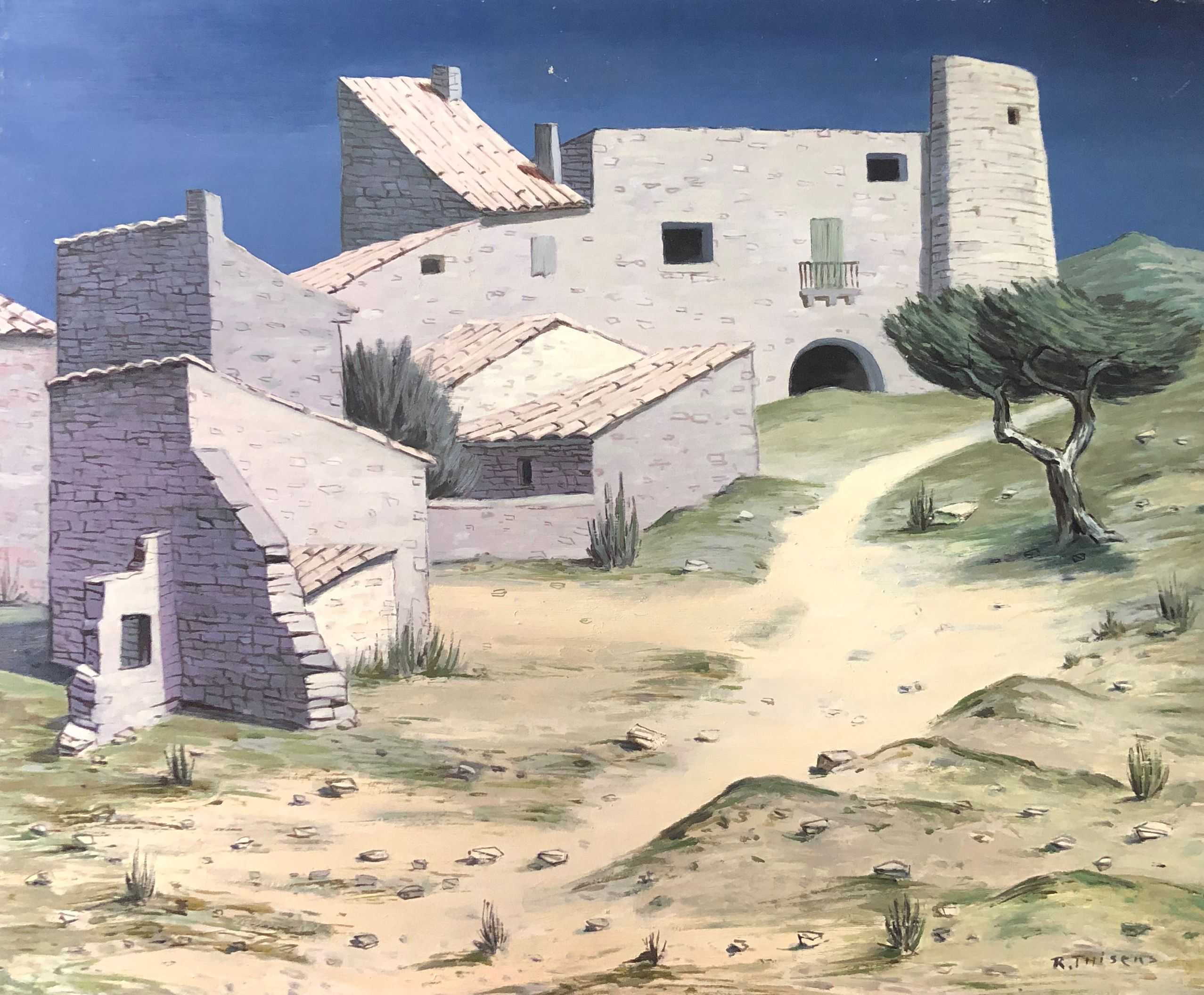 Eygalières, huile sur panneau de Robert Thisens, 60 x 70 cm
