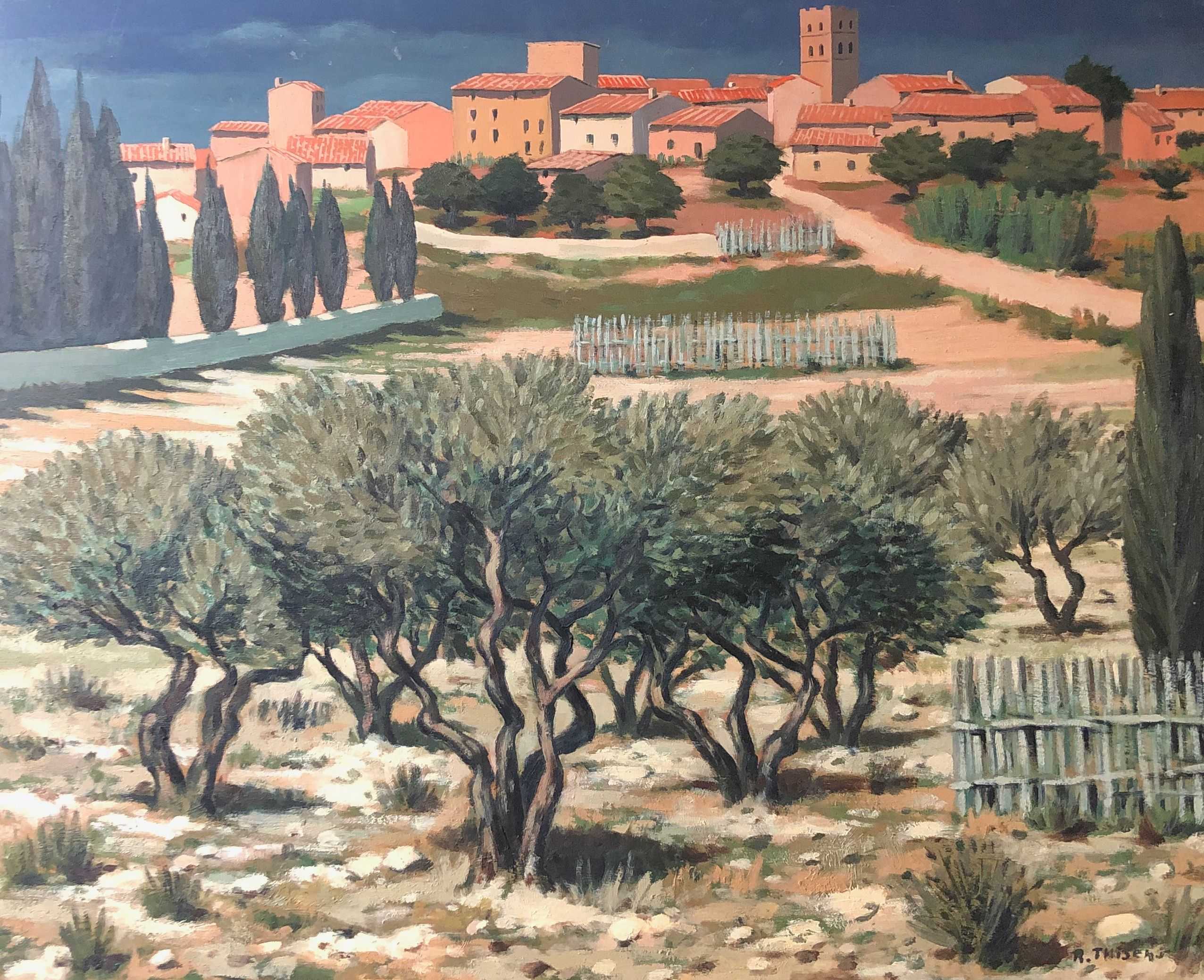 Eygalières, huile sur panneau de Robert Thisens, 60 x 75 cm