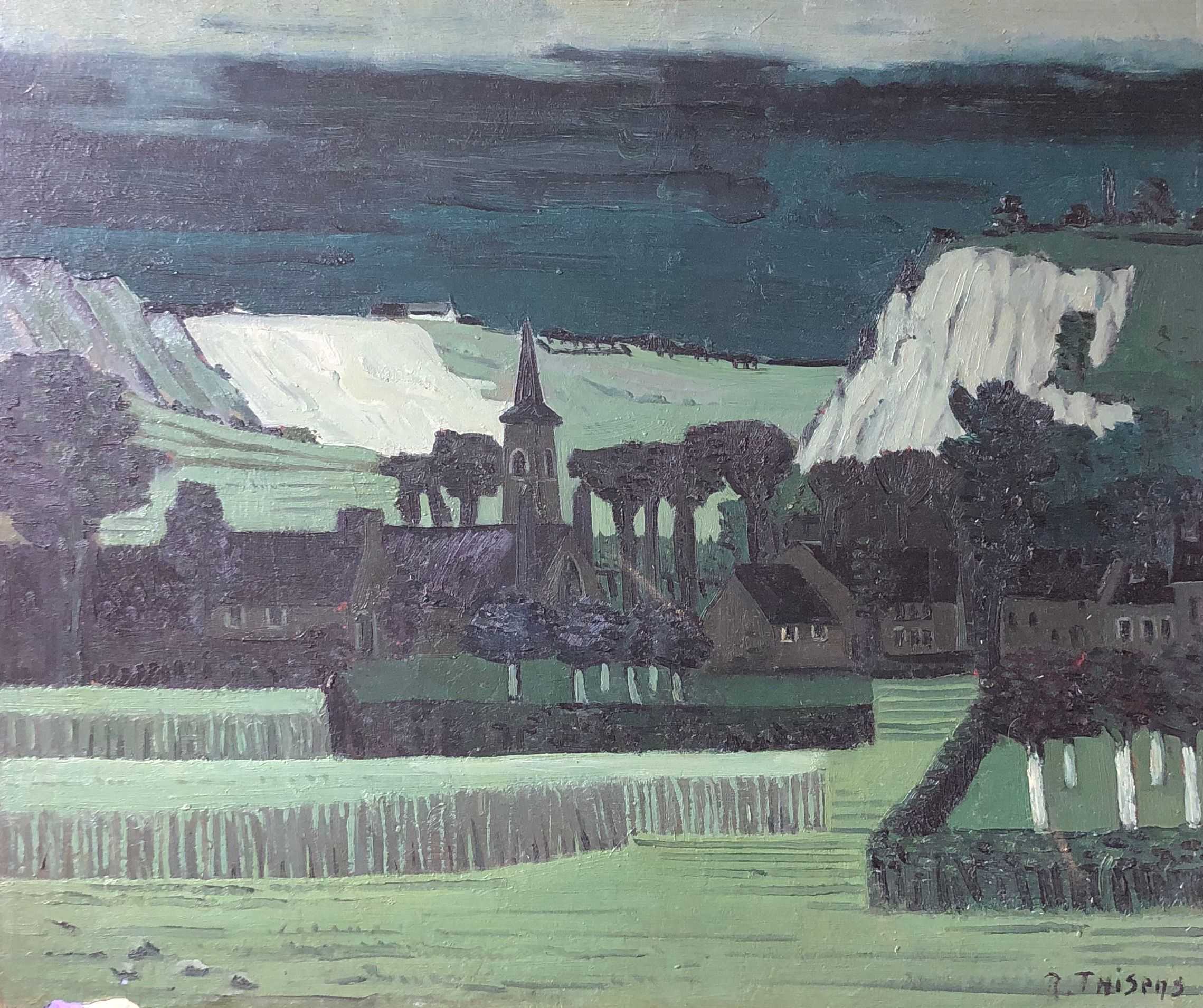 Sans titre, huile sur panneau de Robert Thisens, 55 x 65 cm