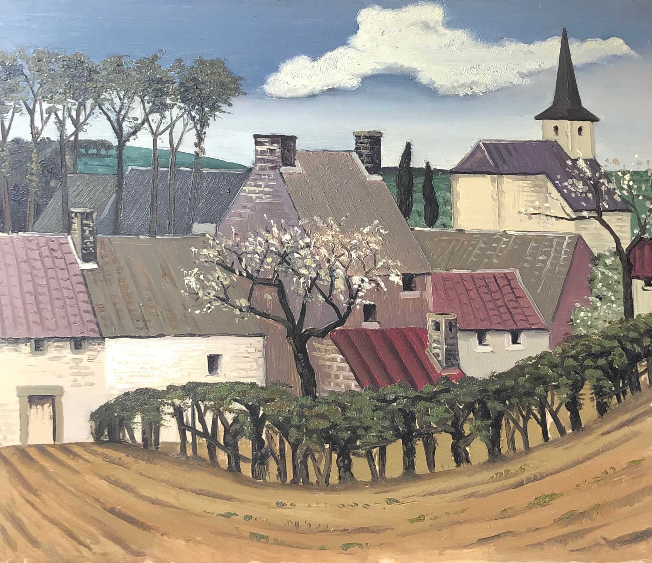 Sans titre, huile sur panneau de Robert Thisens, 55 x 65 cm