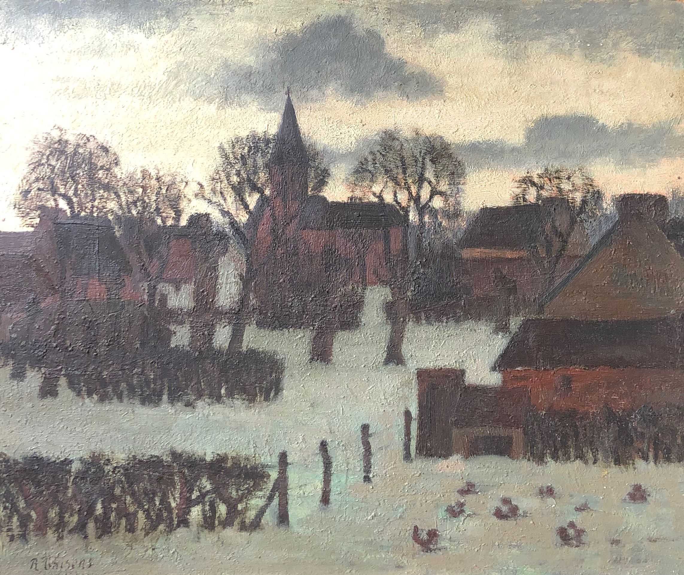 Sans titre, huile sur panneau de Robert Thisens, 50 x 60 cm