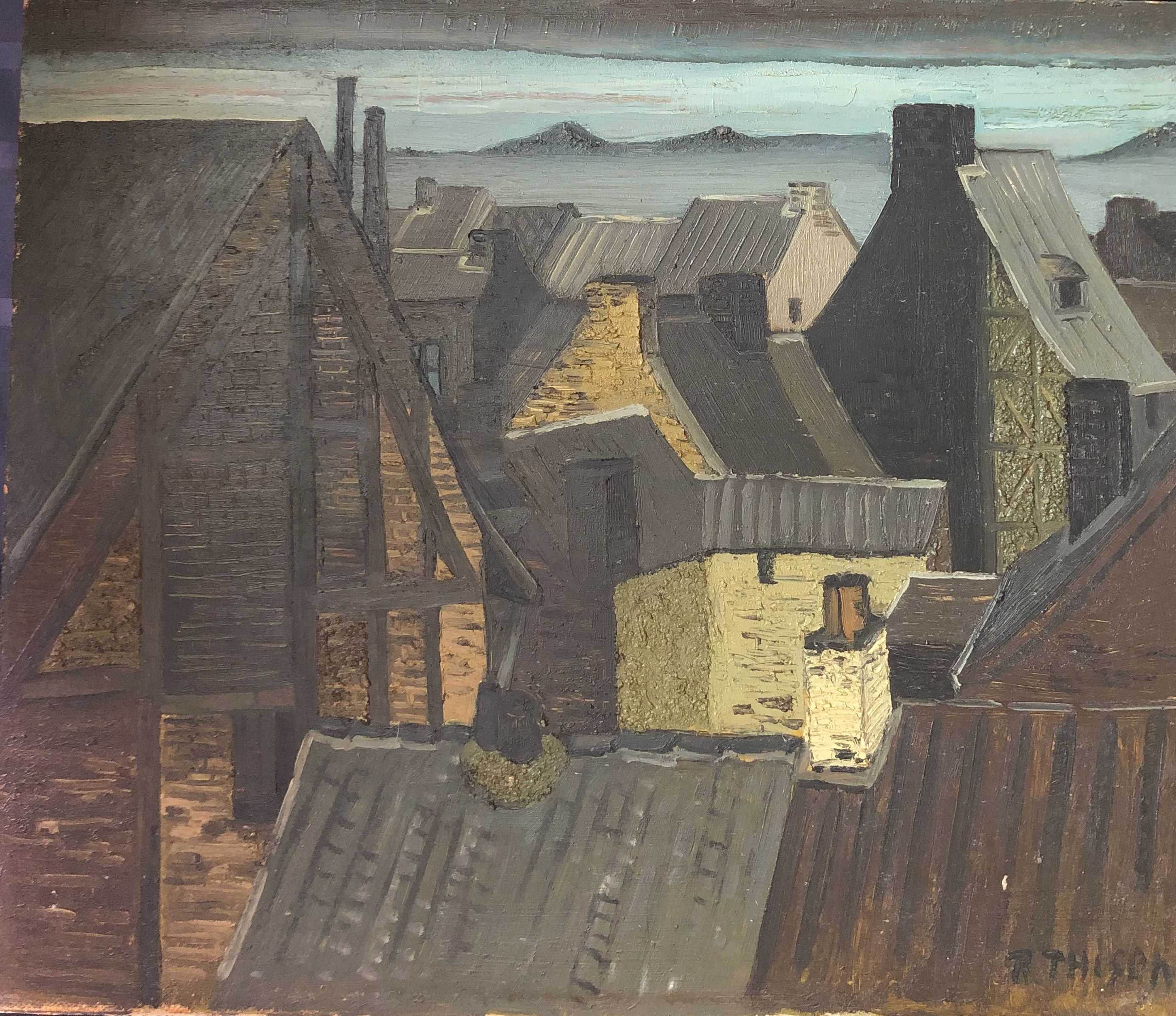 Sans titre, huile sur panneau de Robert Thisens, 55 x 65 cm