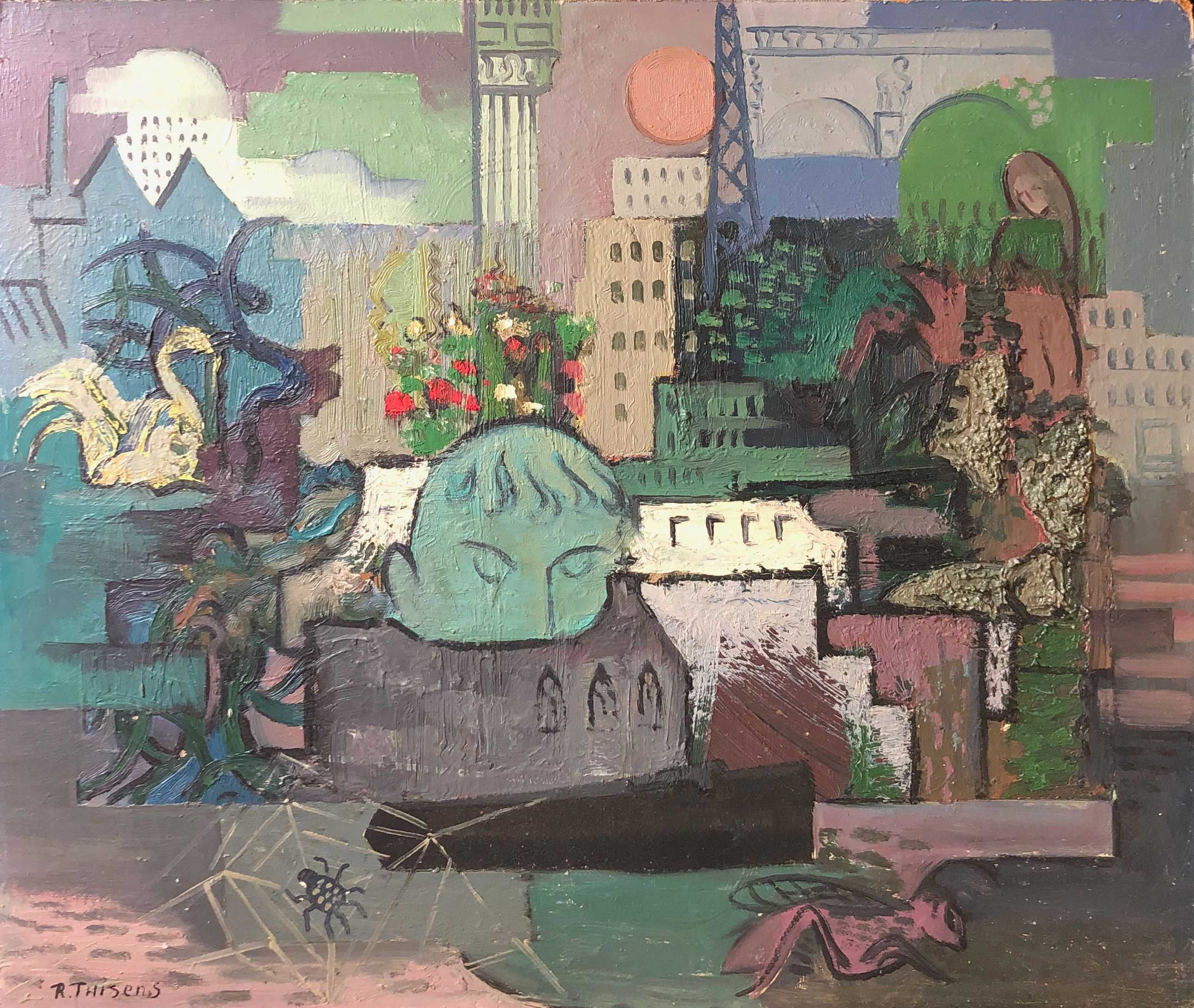 Sans titre, huile sur panneau de Robert Thisens, 55 x 65 cm