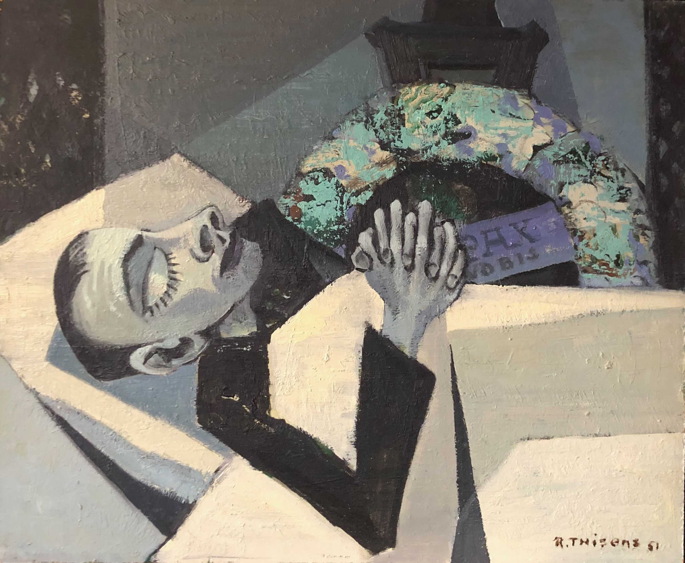 Pax vobi, huile sur panneau de Robert Thisens, 60 x 75 cm