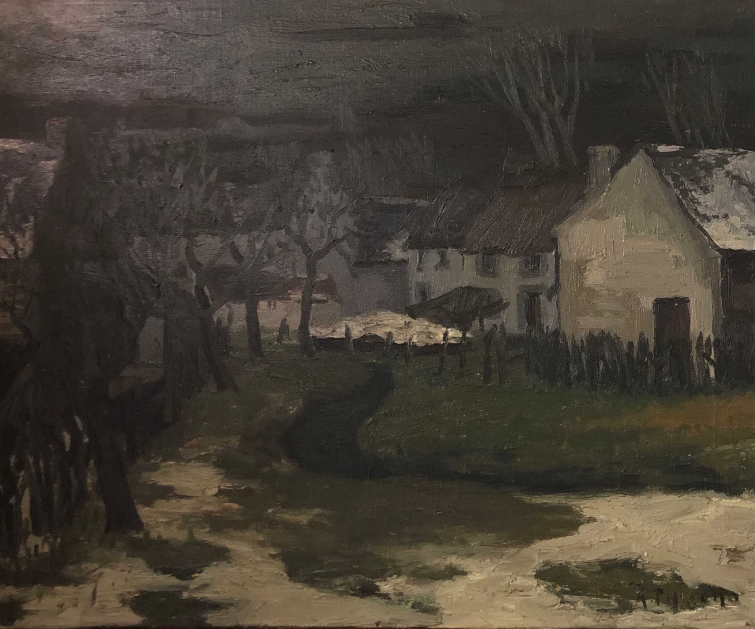 Hiver a wonck, huile sur toile de Robert Thisens, 60 x 72 cm