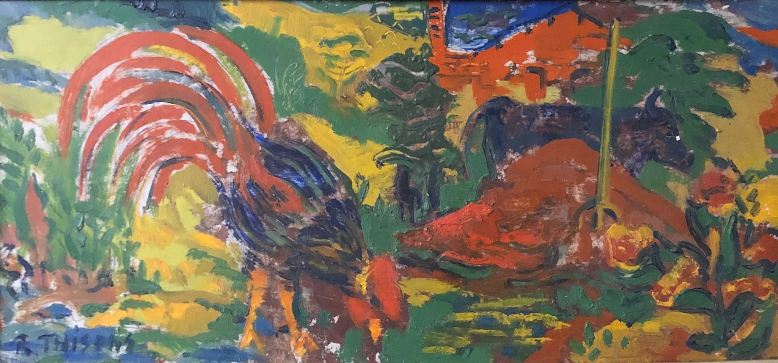 Sans titre, huile sur panneau de Robert Thisens, 21 x 45 cm
