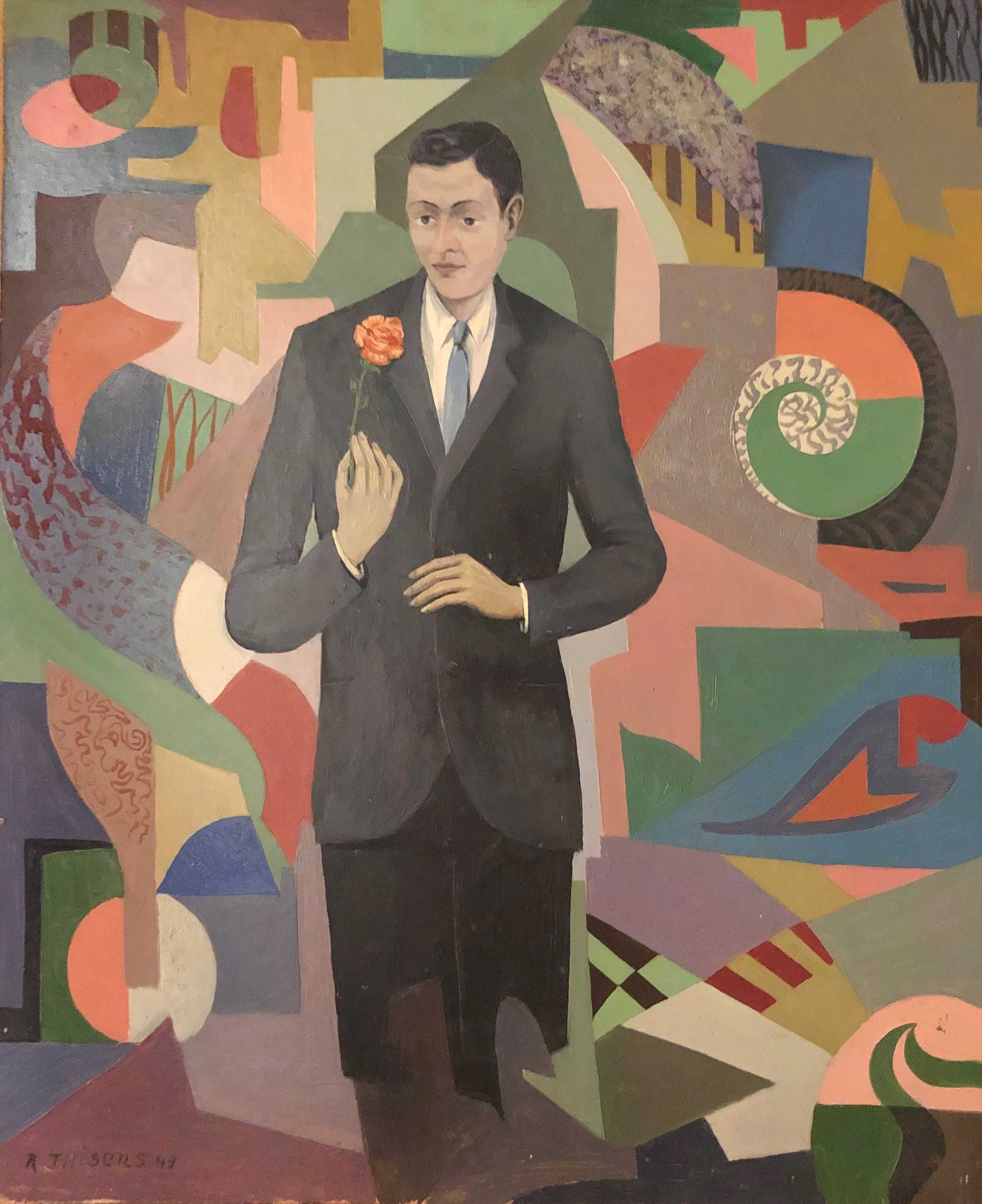 Galant, huile sur panneau de Robert Thisens, 50 x 65 cm