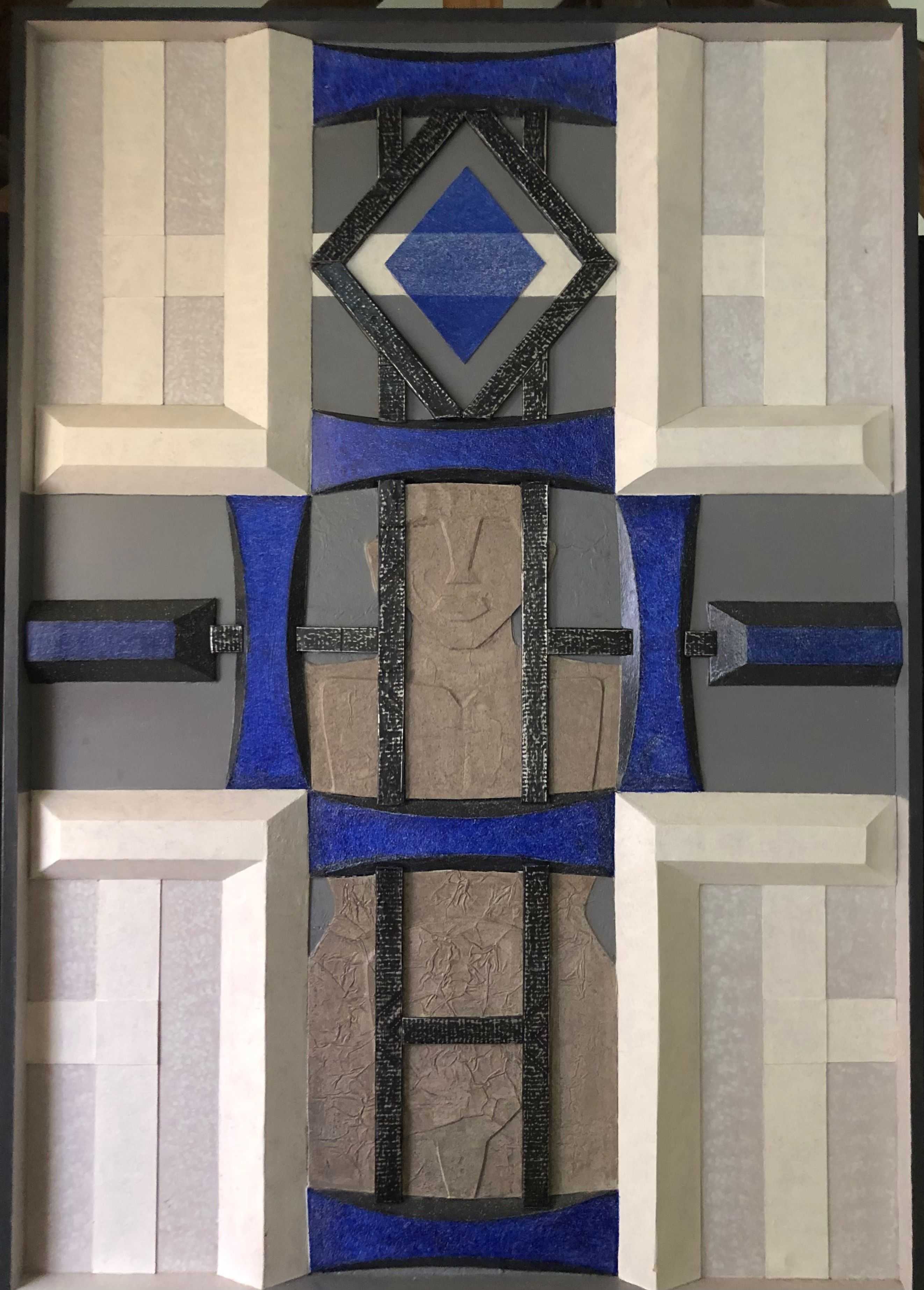 Composition stucture bois, acrylique sur panneau de Robert Thisens, 70 x 100 cm