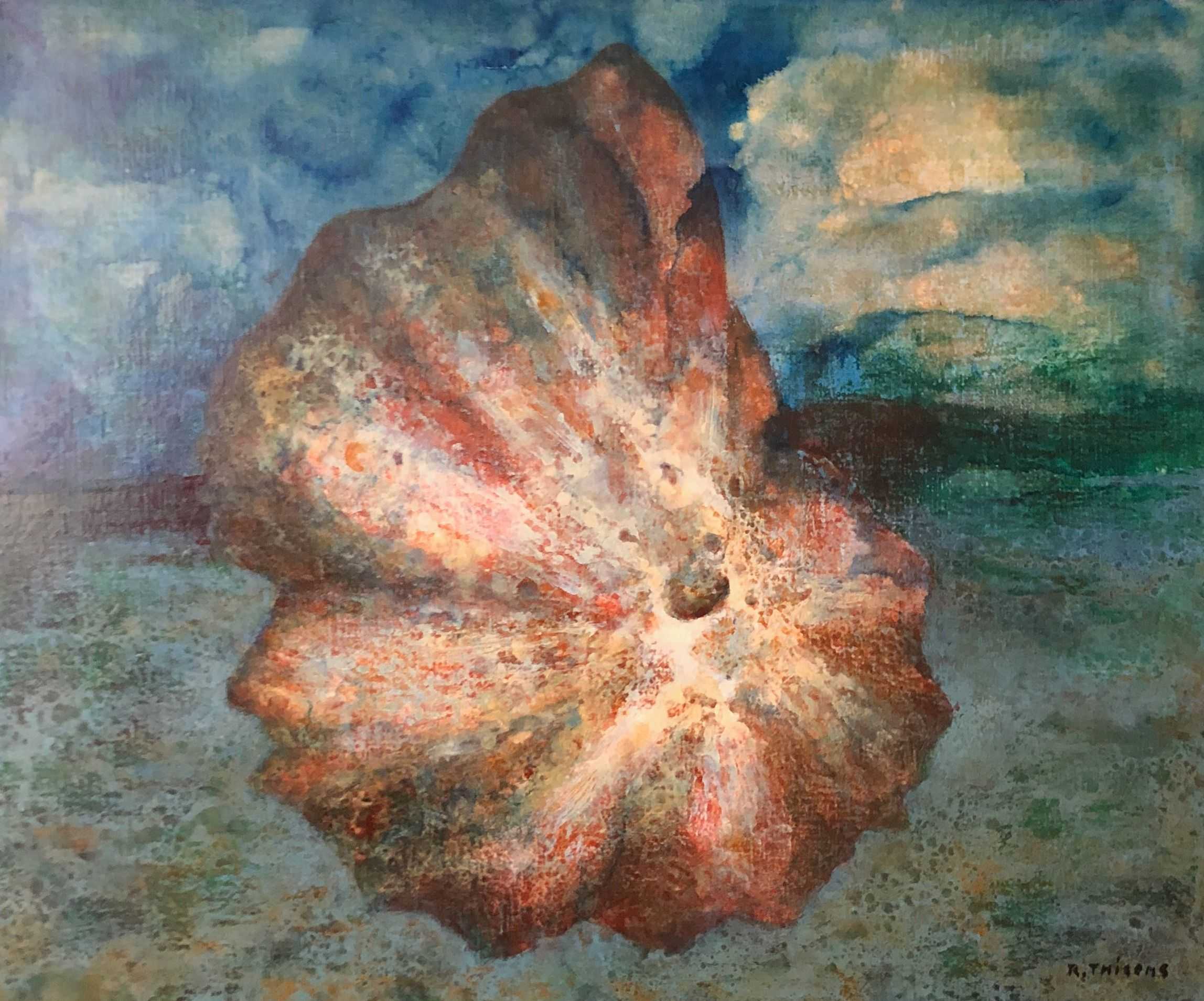 Le grand coquillage, acrylique sur toile de Robert Thisens, 50 x 60 cm