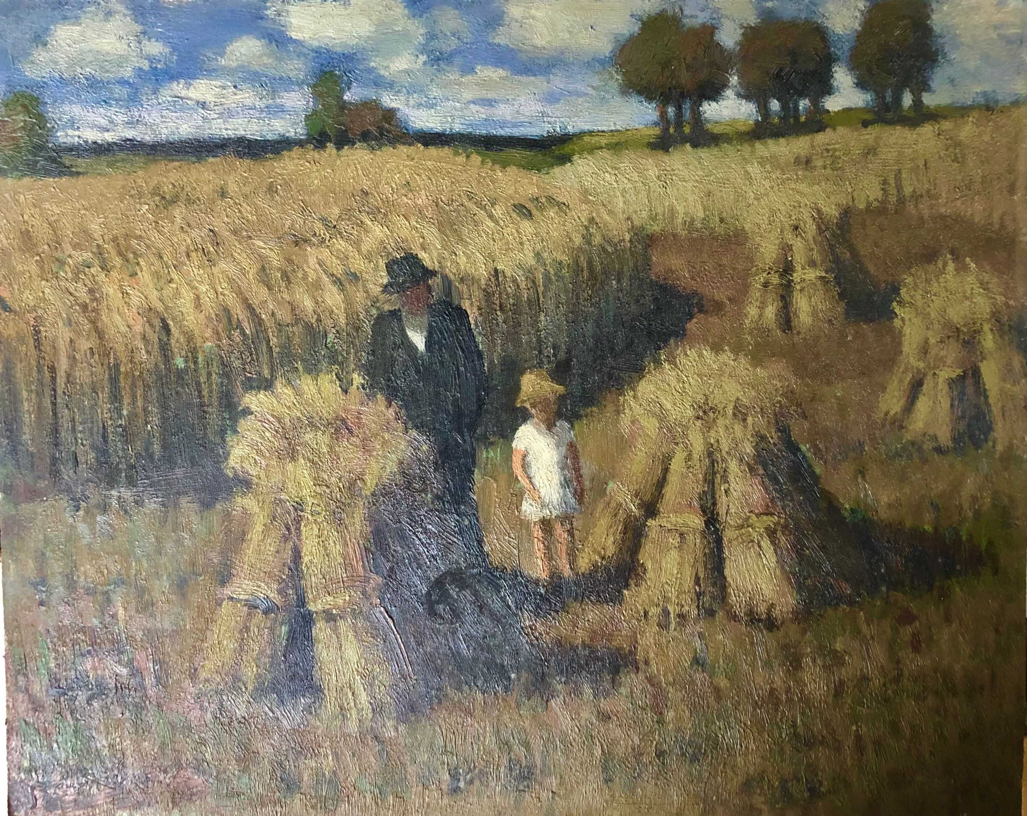 La moisson, huile sur panneau entoile de Robert Thisens, 40 x 50 cm