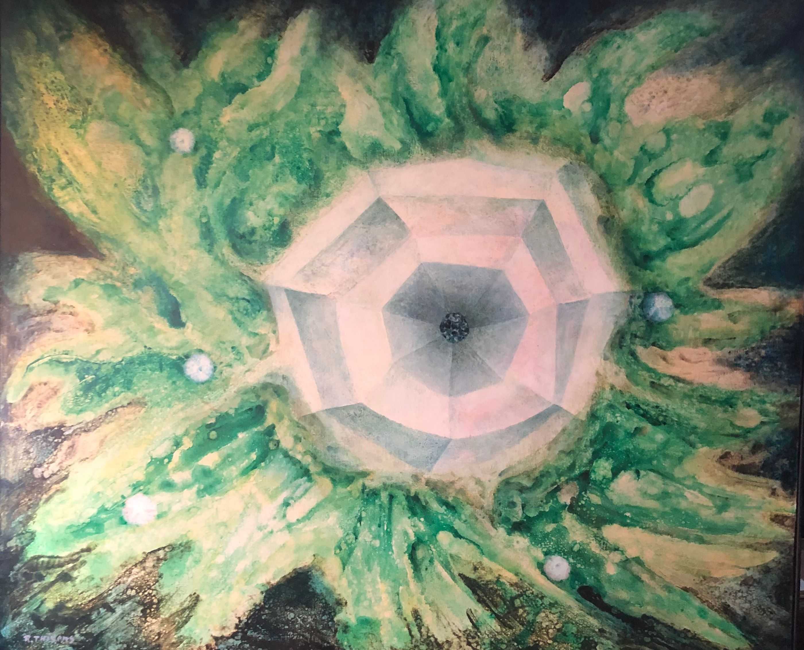 Plante diamantée, acrylique sur toile de Robert Thisens, 100 x 120 cm
