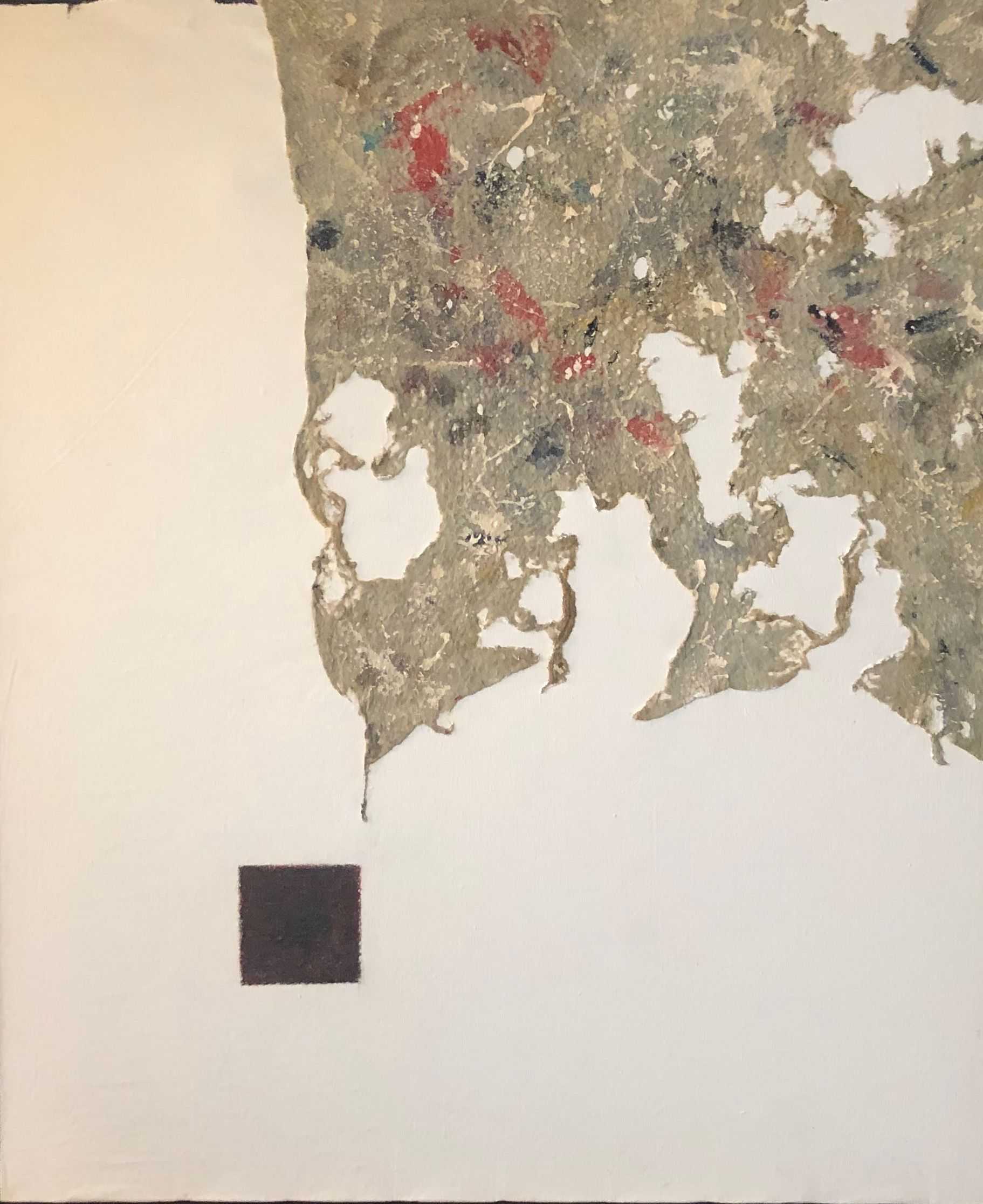 Sans titre, acrylique et collage sur toile de Robert Thisens, 50 x 60 cm