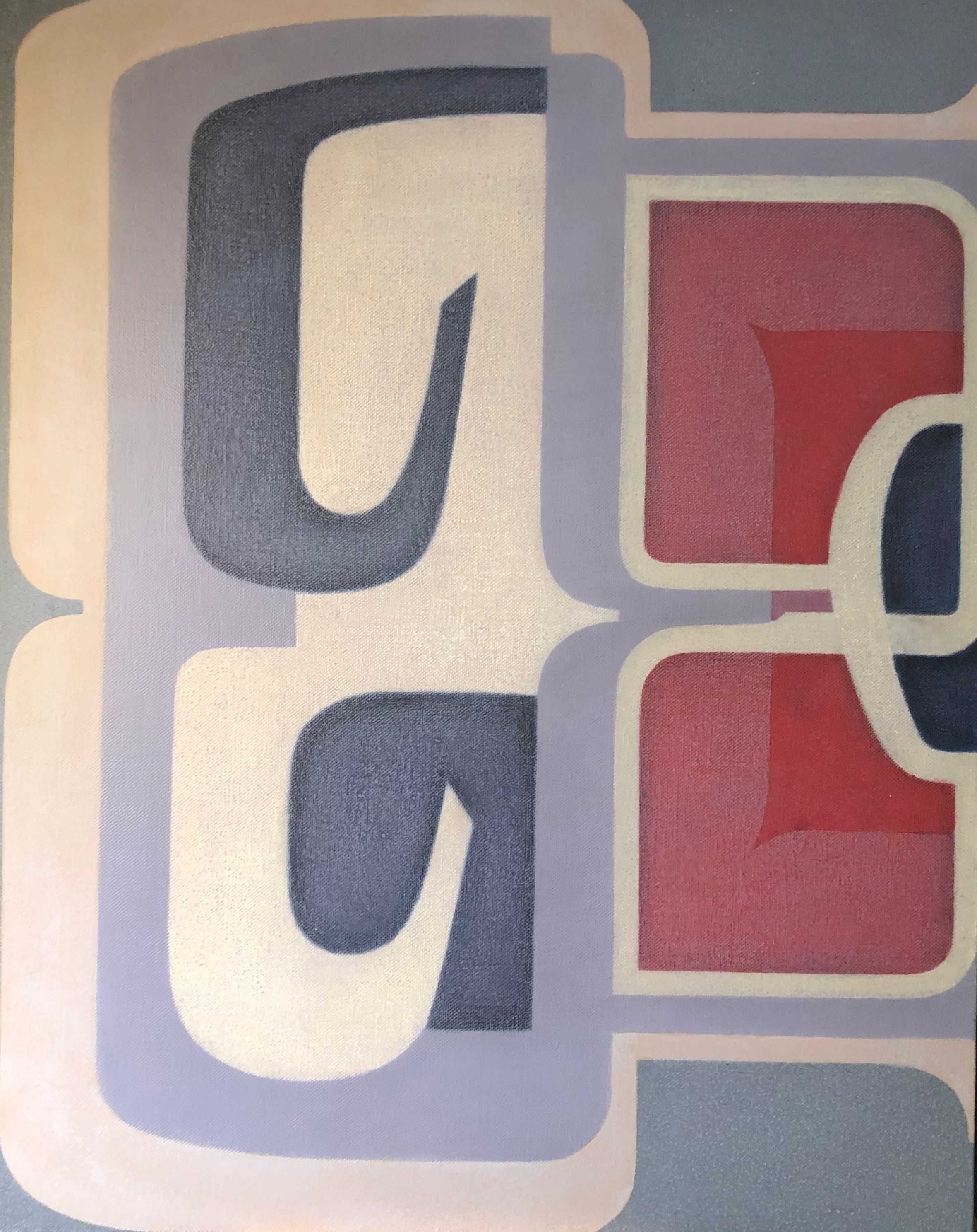 Composition tryptique, acrylique sur toile de Robert Thisens, 80 x 100 cm