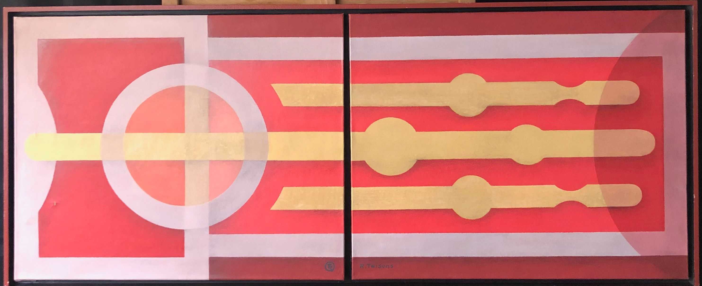 Composition, acrylique sur toile de Robert Thisens, 40 x 100 cm