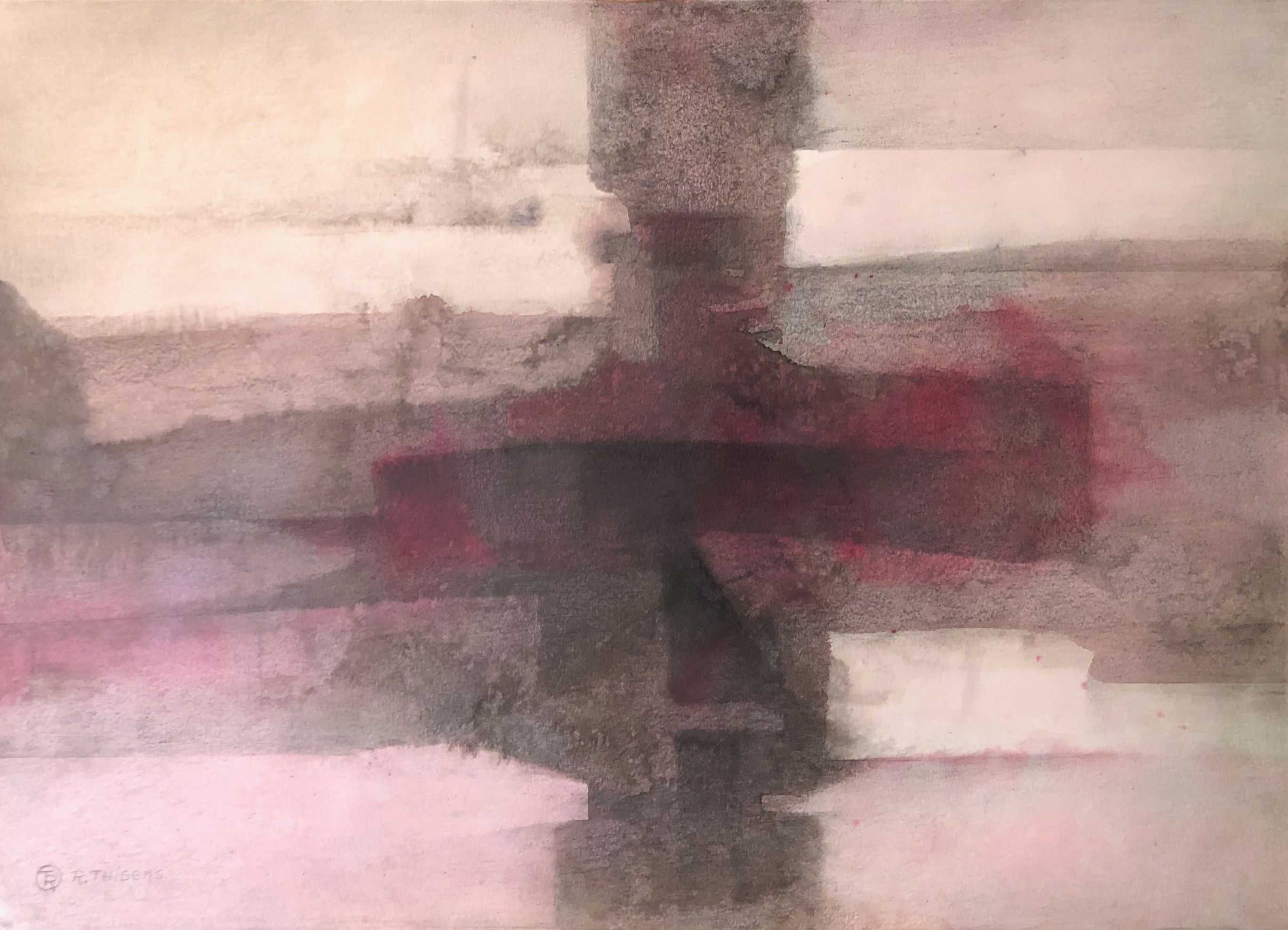 Technique mixte, technique mixte sur carton de Robert Thisens, 50 x 70 cm