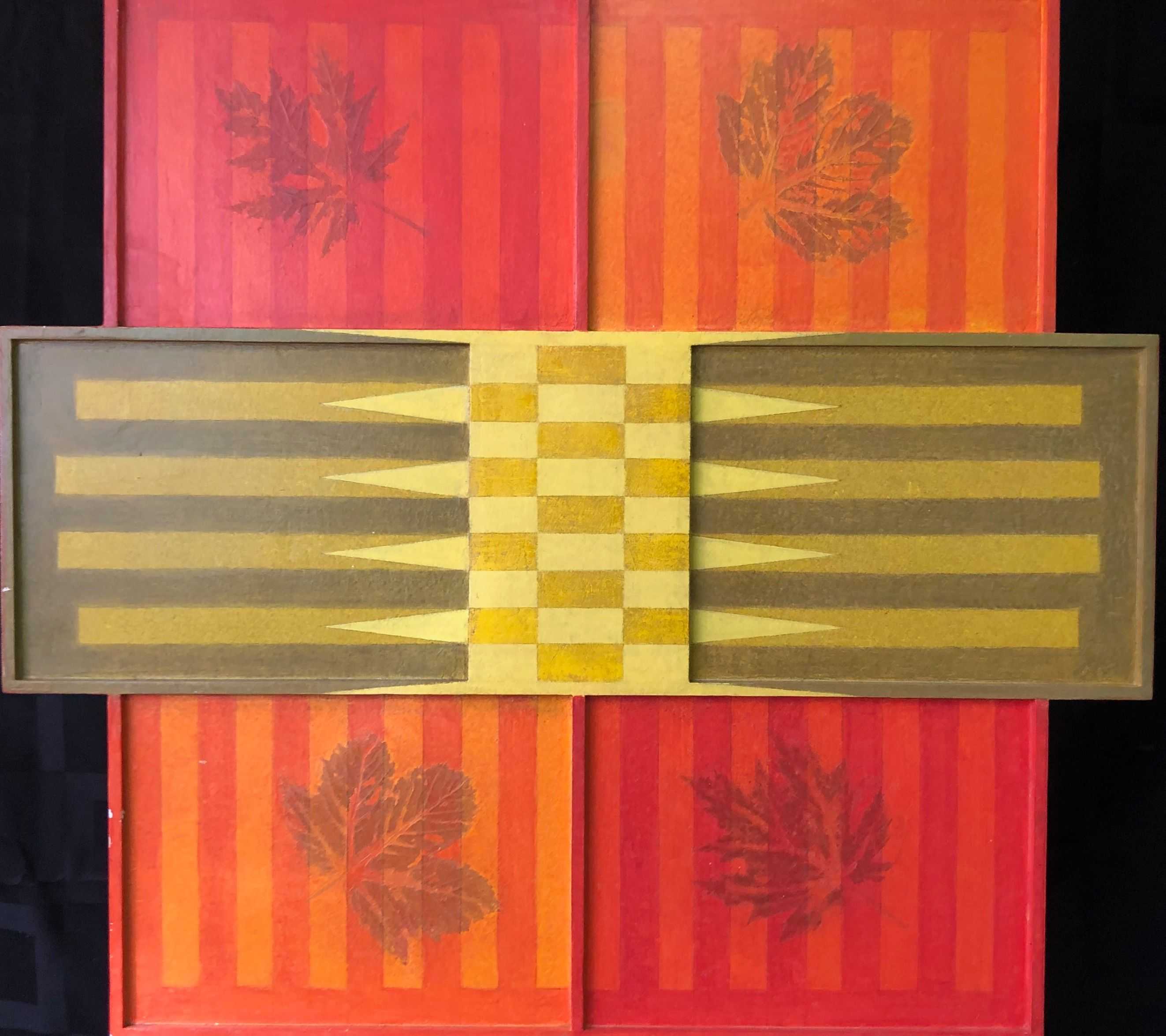 Automne, structure bois - acryl et relief sur panneau de Robert Thisens, 50 x 57 cm