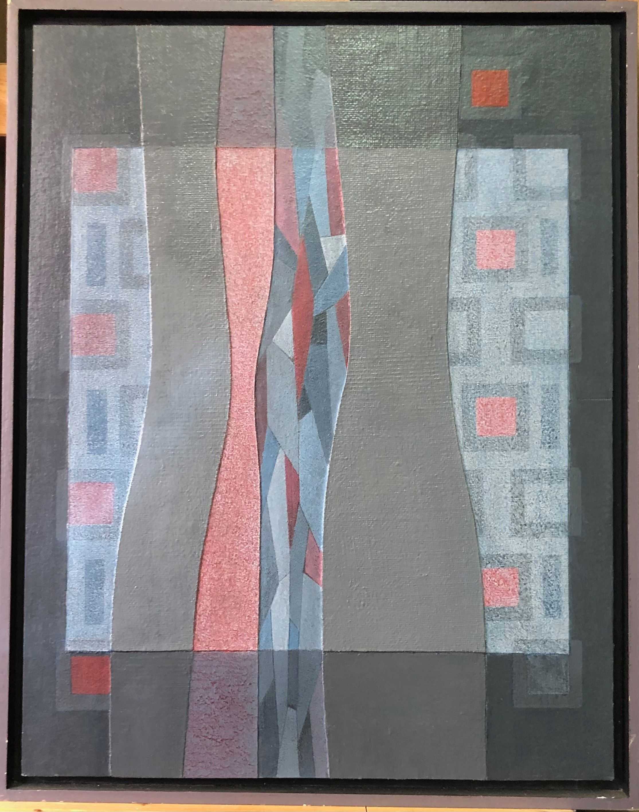Regard, structure bois - acryl et relief sur panneau de Robert Thisens, 38 x 48 cm