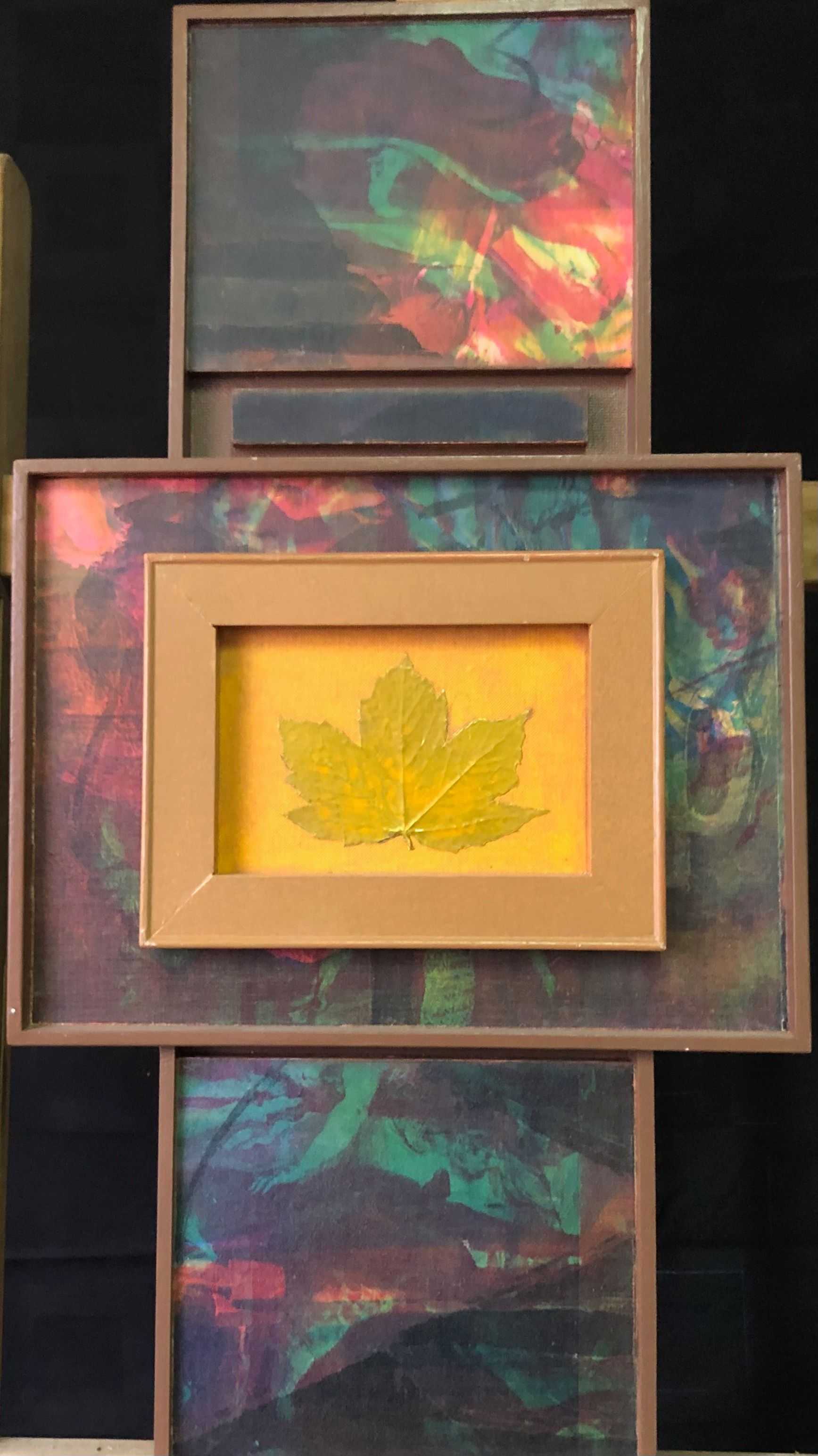 Sans titre, structure bois - acryl et relief sur panneau de Robert Thisens, 37 x 69 cm