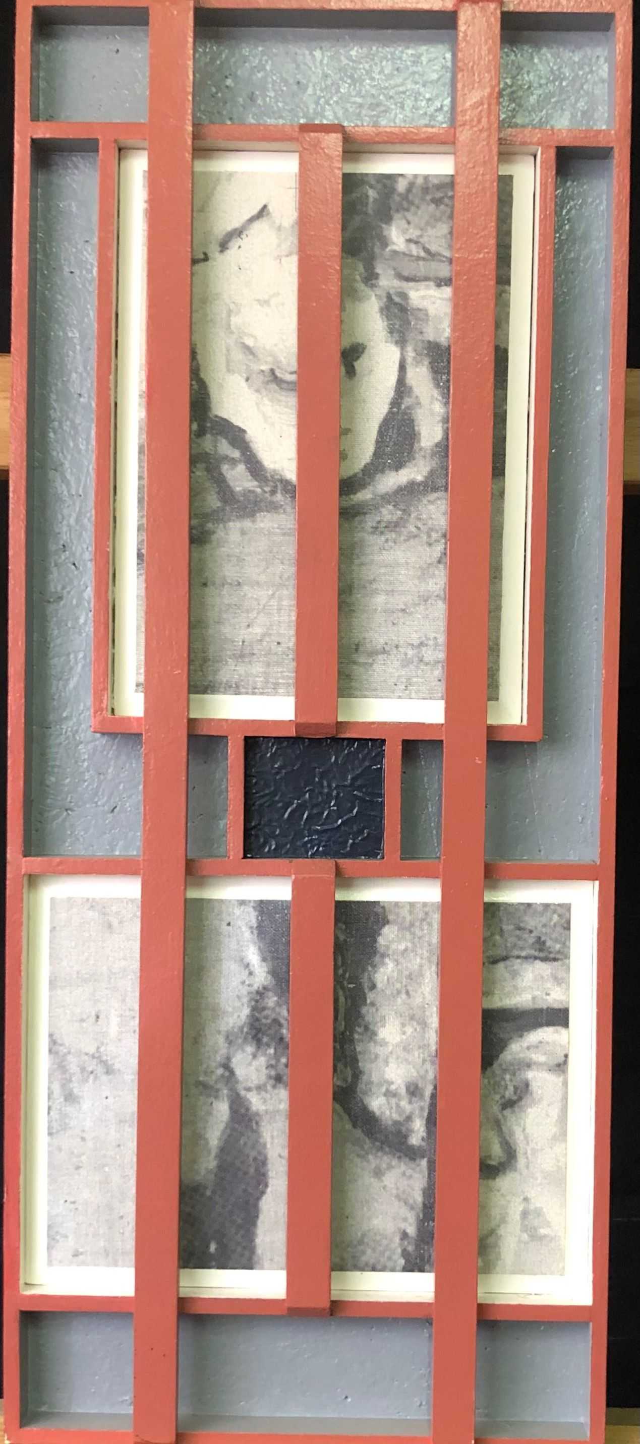 Sans titre, structure bois - acryl et alu sur panneau de Robert Thisens, 26 x 61 cm