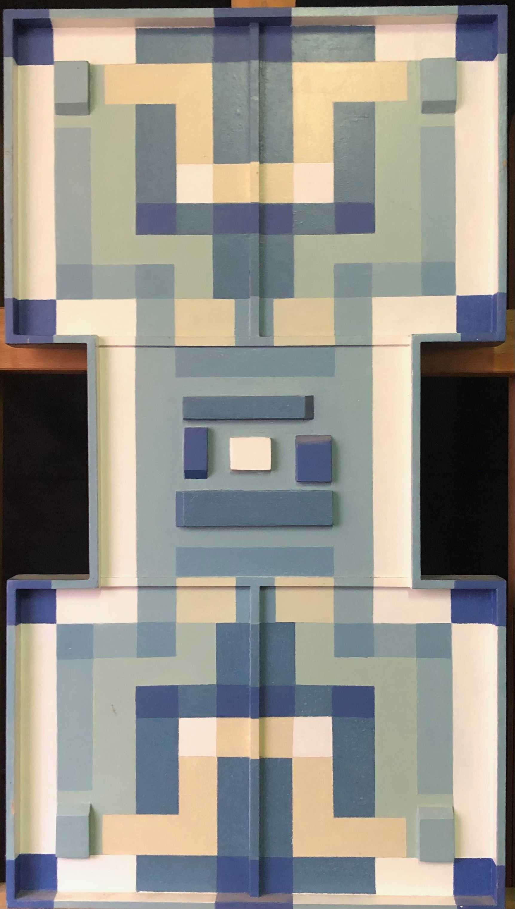 Sans titre, structure bois - acryl et alu sur panneau de Robert Thisens, 38 x 70 cm