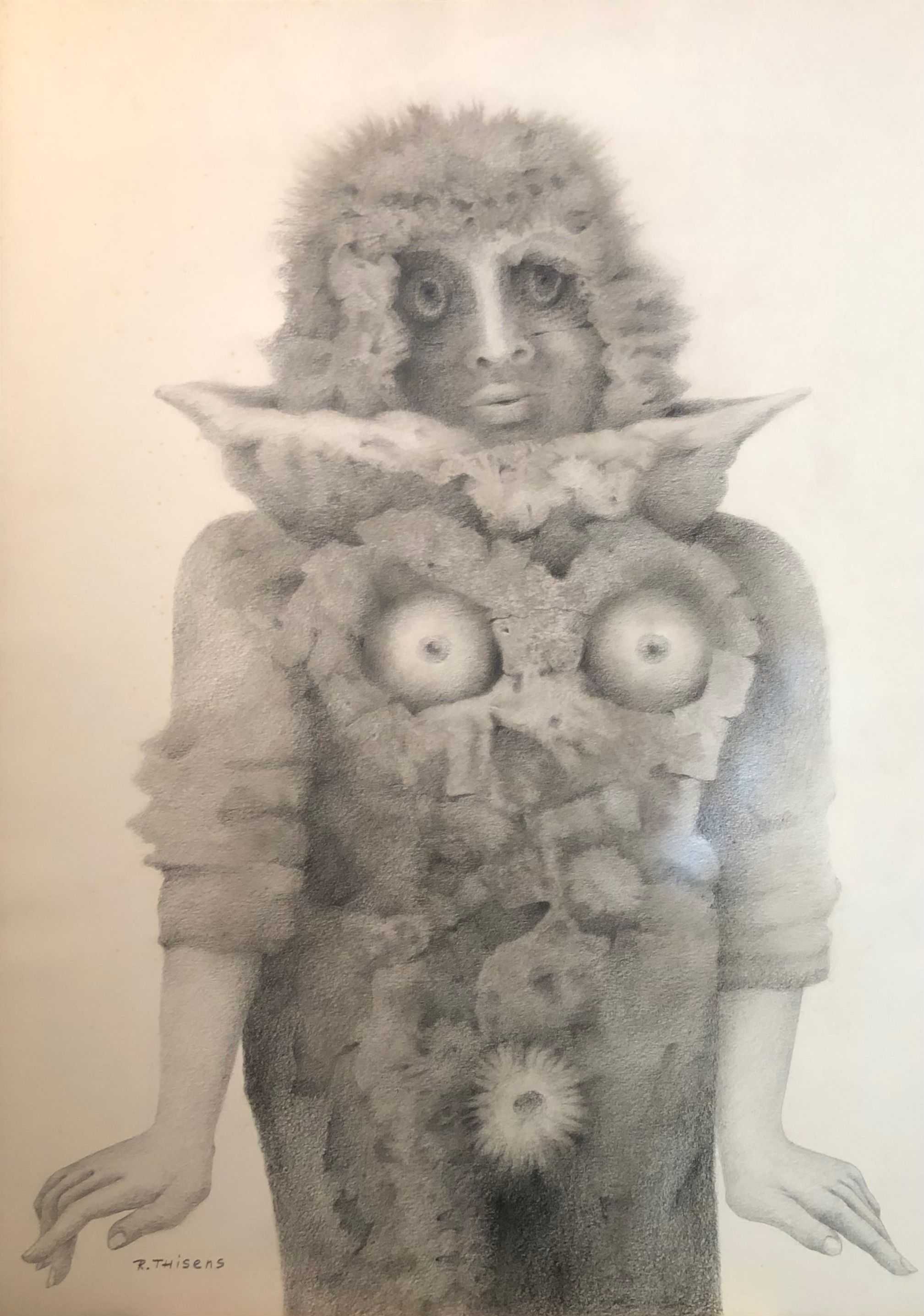 Le travesti, fusain sur papier fort de Robert Thisens, 50 x 70 cm