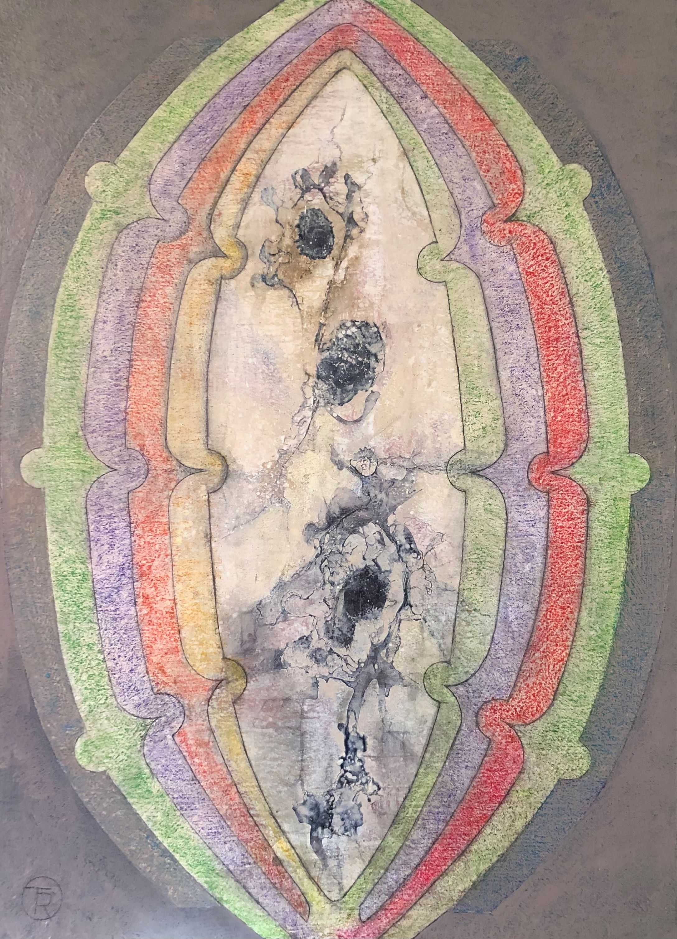 Sans titre, acrylique pastel gras sur carton de Robert Thisens, 50 x 70 cm